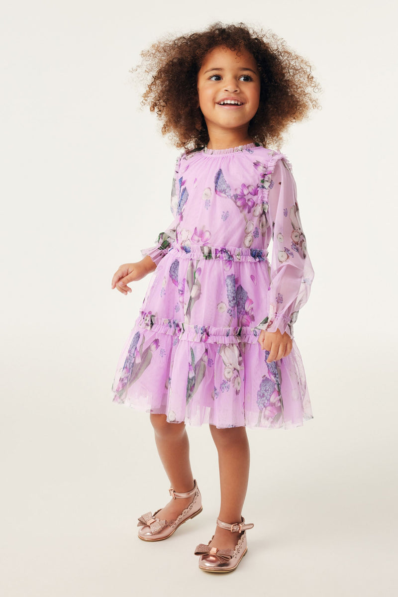 Baker by Ted Baker Lilac Floral Mesh Dress HappyBaby.eg