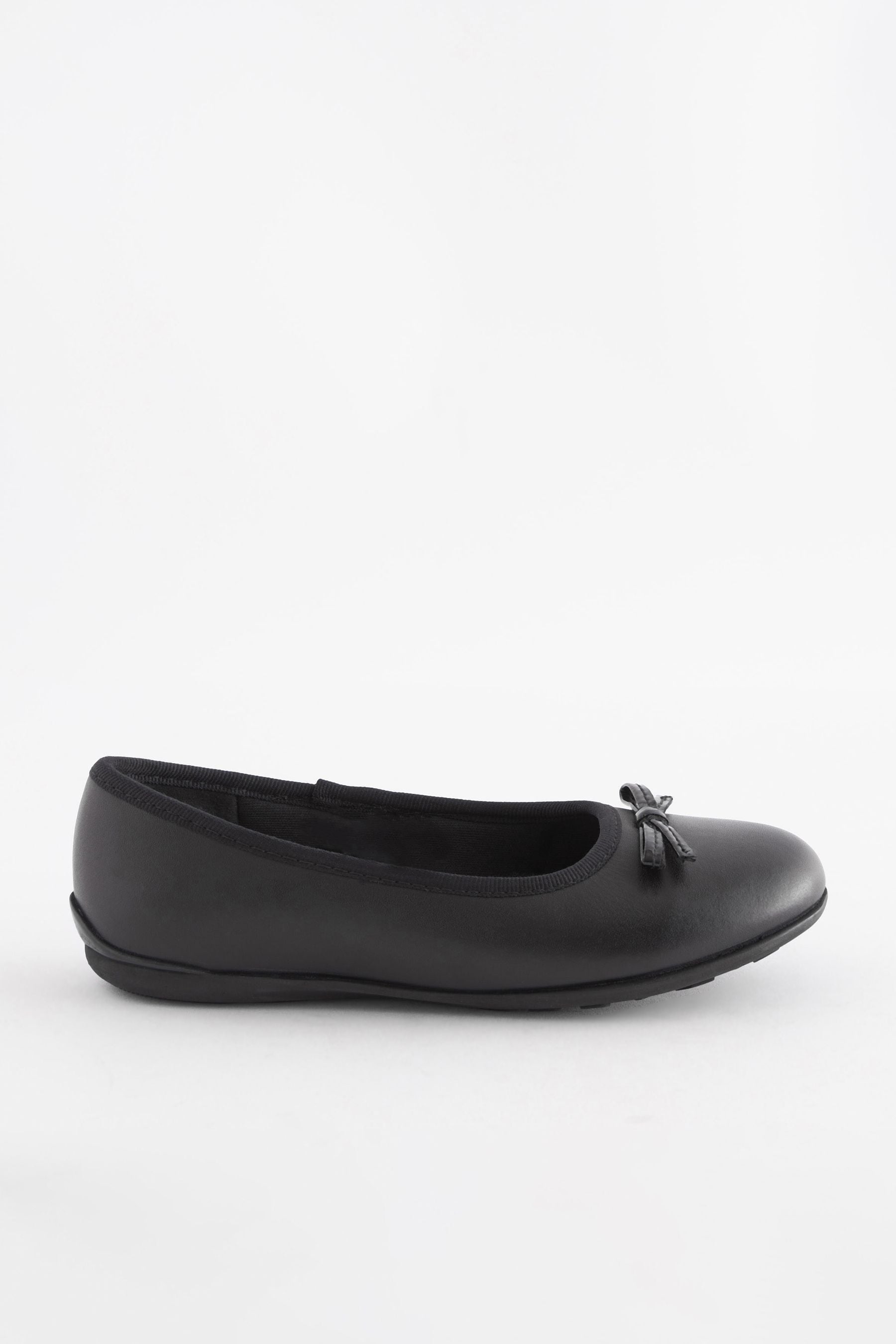 Black Matt Wide Fit (G) School Leather Ballet Shoes