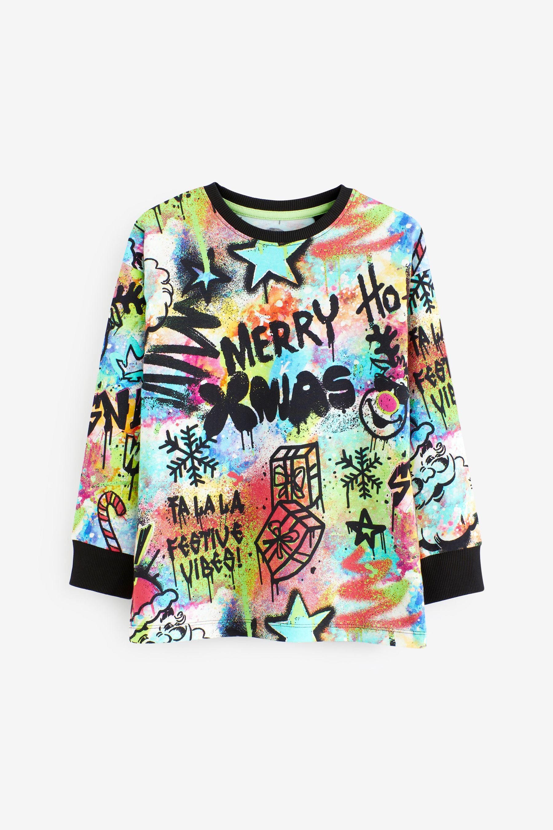 Multi Fluro Graffiti Christmas Pyjamas (3-16yrs)