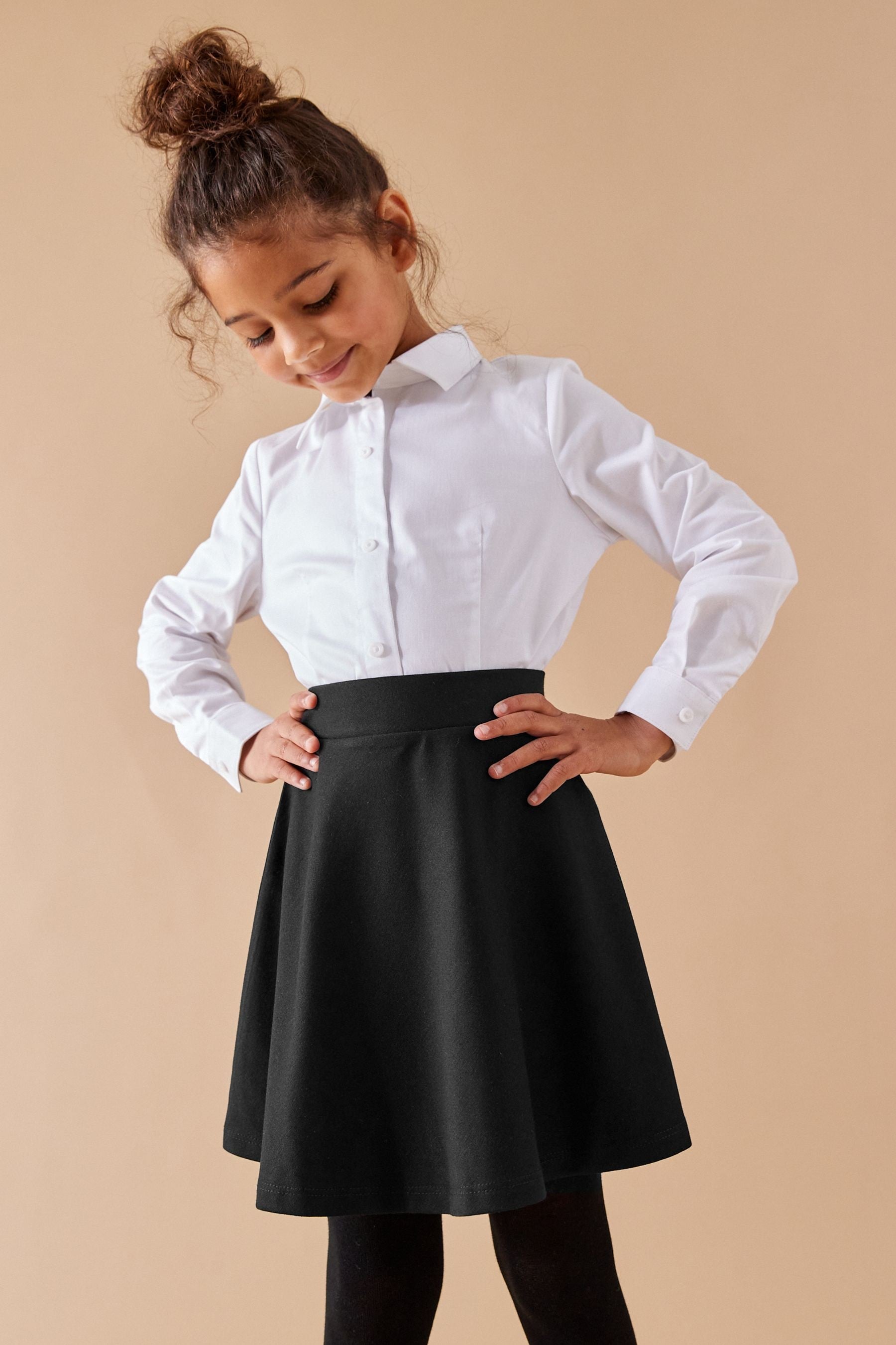 Black Regular Length Jersey Stretch Pull-On School Skater Skirt (3-17yrs)