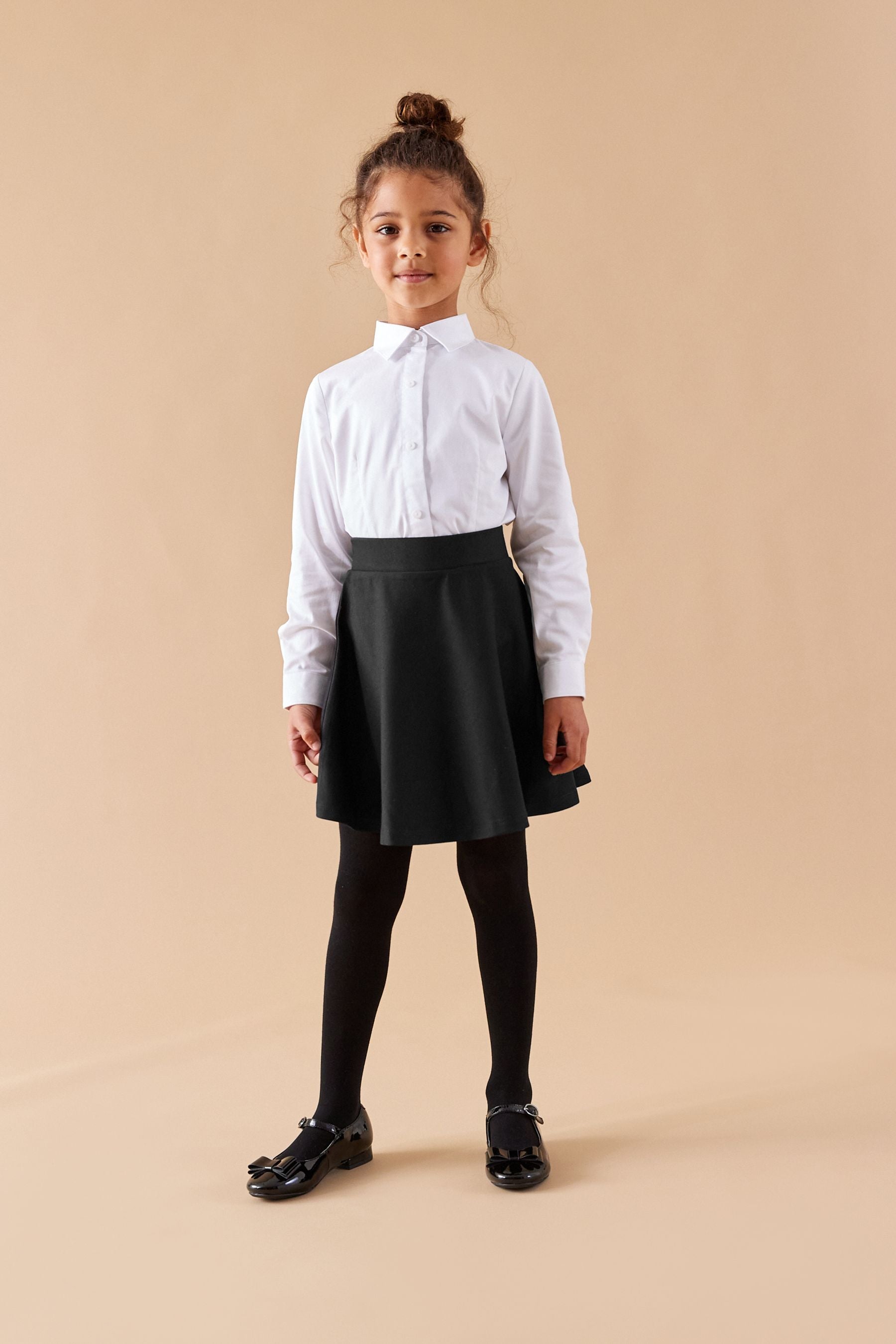 Black Regular Length Jersey Stretch Pull-On School Skater Skirt (3-17yrs)