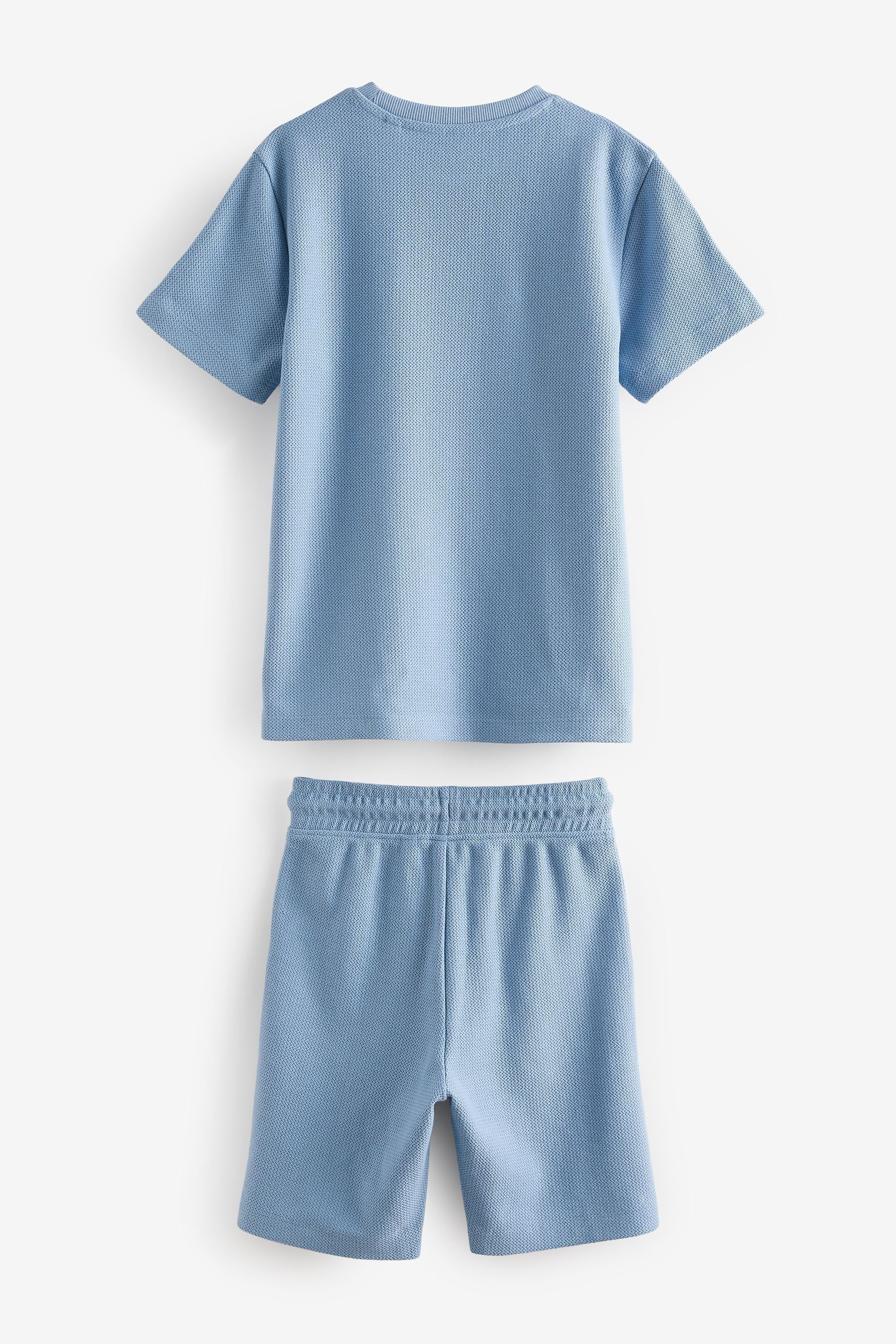 Blue Texture 100% Cotton Shorts and T-Shirt Set (3-16yrs)