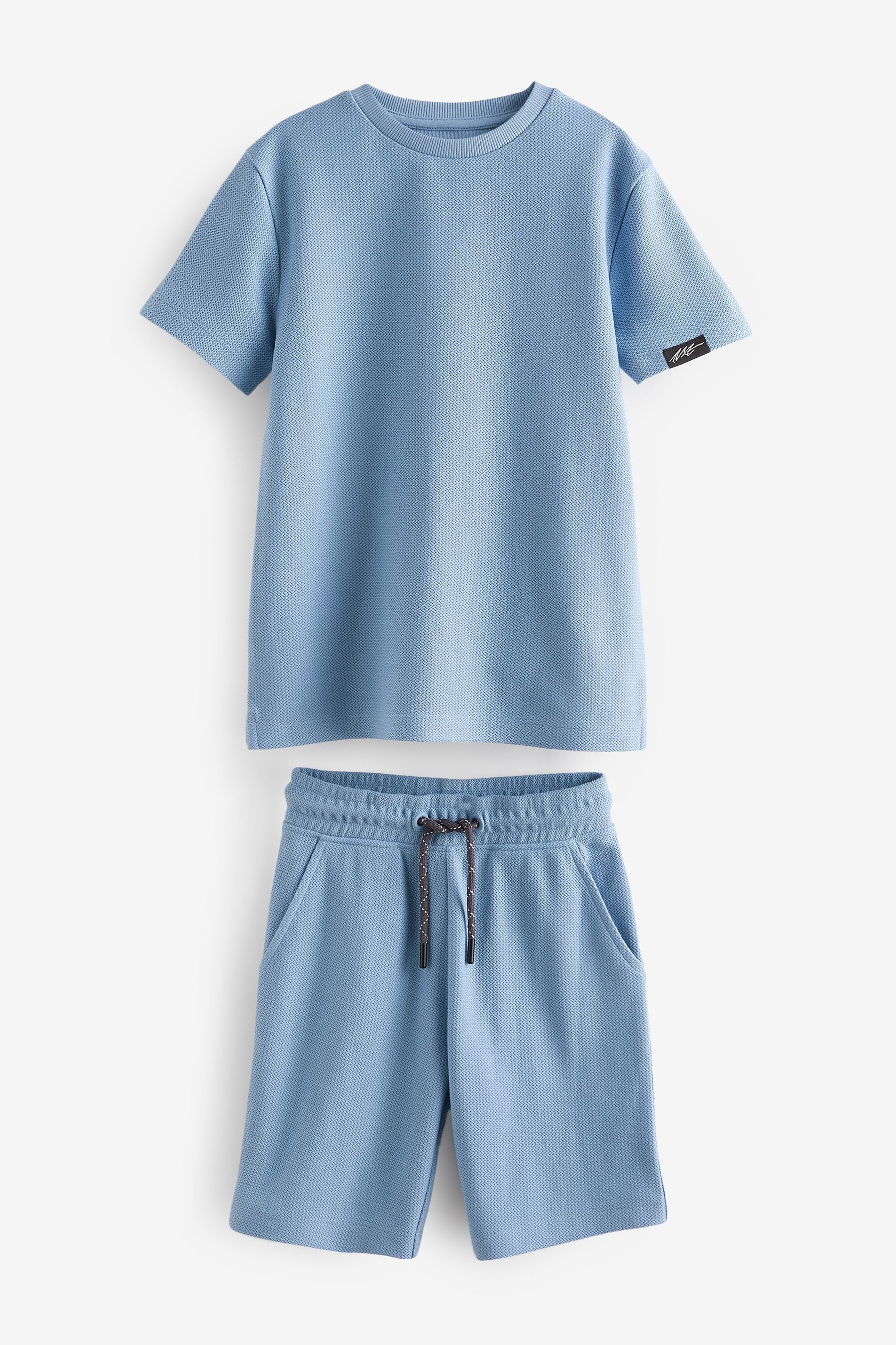 Blue Texture 100% Cotton Shorts and T-Shirt Set (3-16yrs)