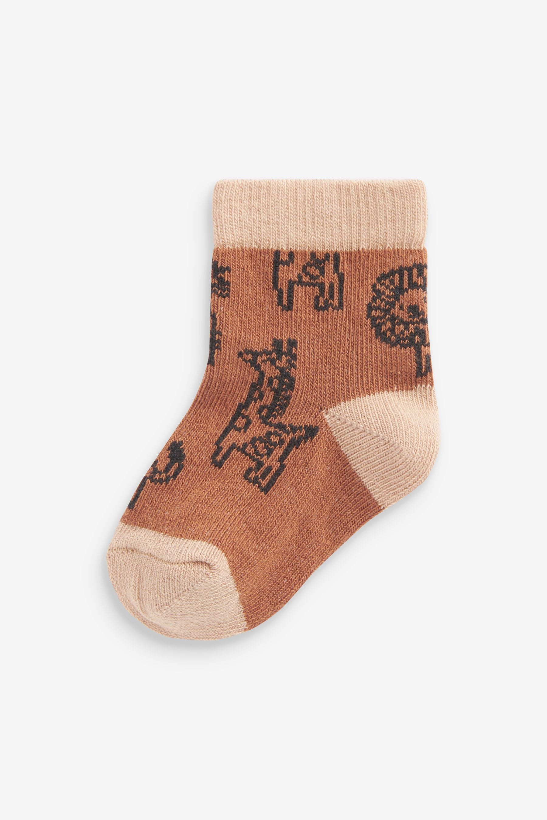 Brown Lion Baby Socks 5 Pack (0mths-2yrs)