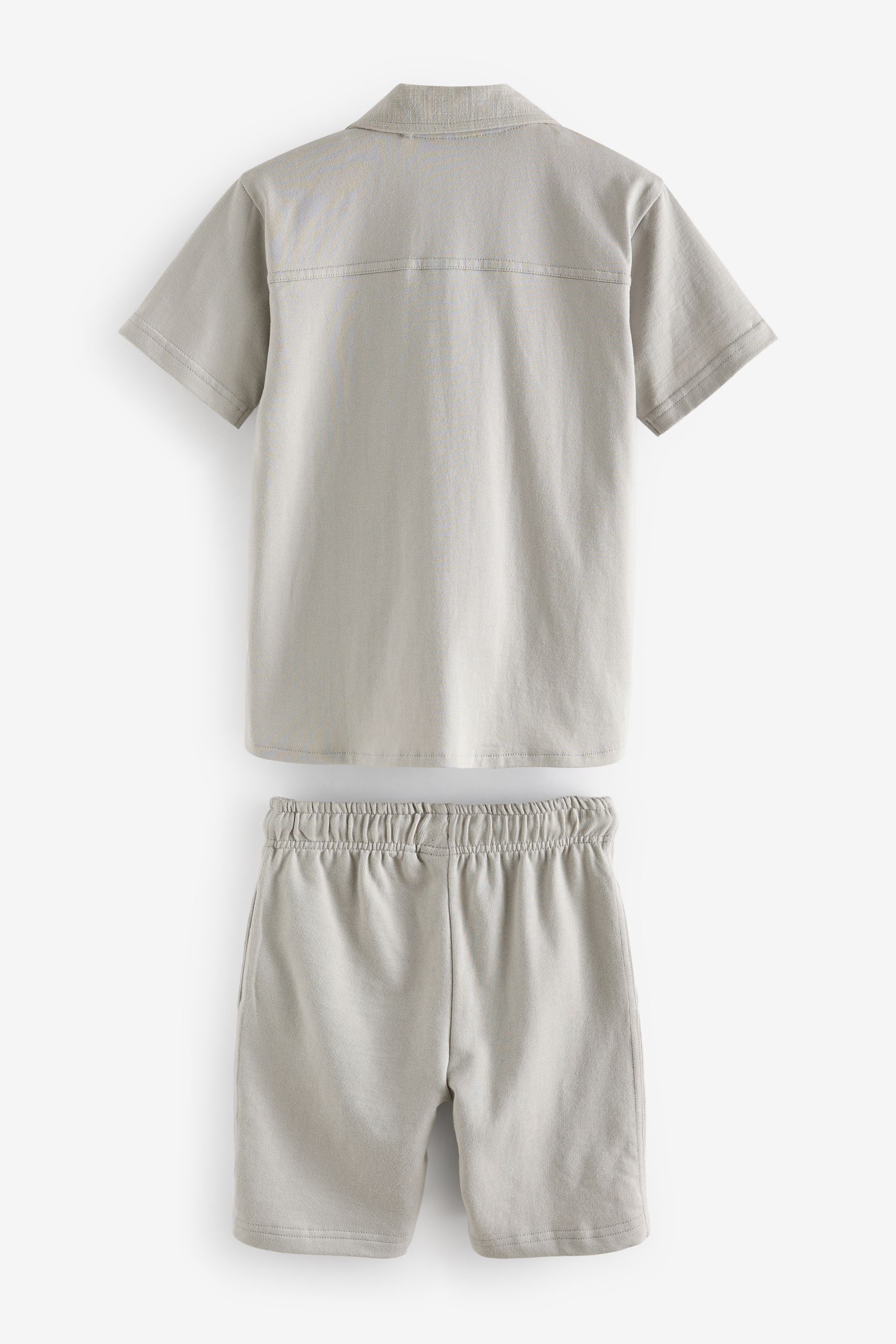 Grey Embroidered Jersey Shirt and Shorts Set (3-16yrs)