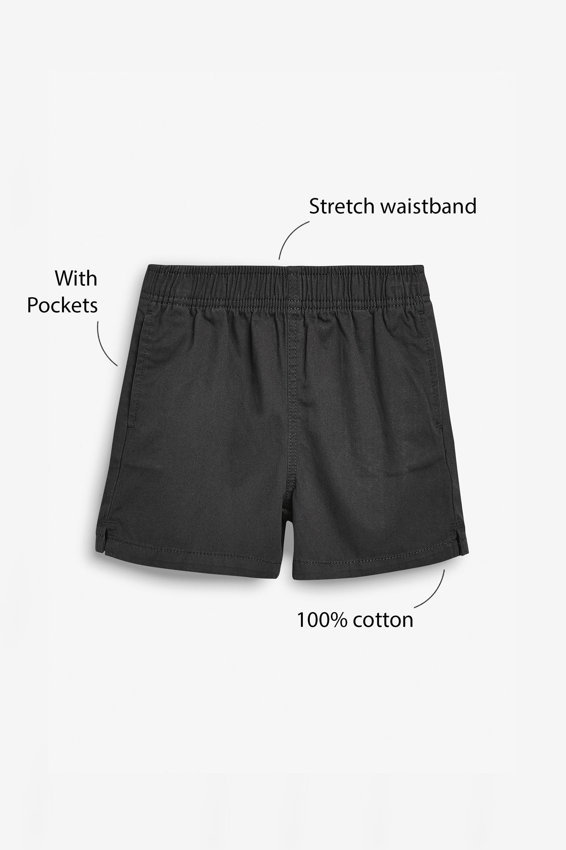 Black 100% Cotton Rugby Sports Shorts (3-16yrs)