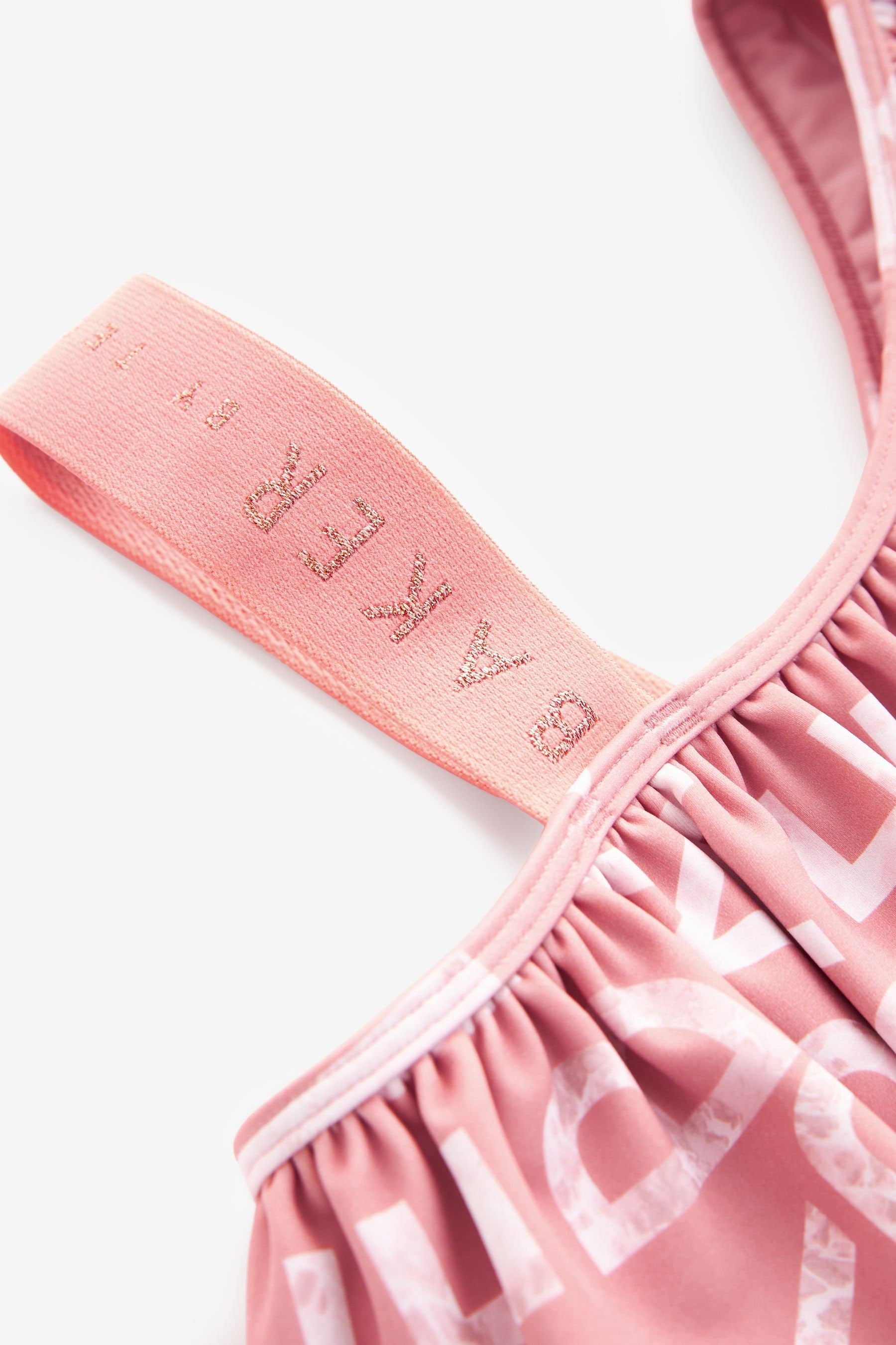 Coral Pink Baker by Ted Baker Frilled Logo Bikini