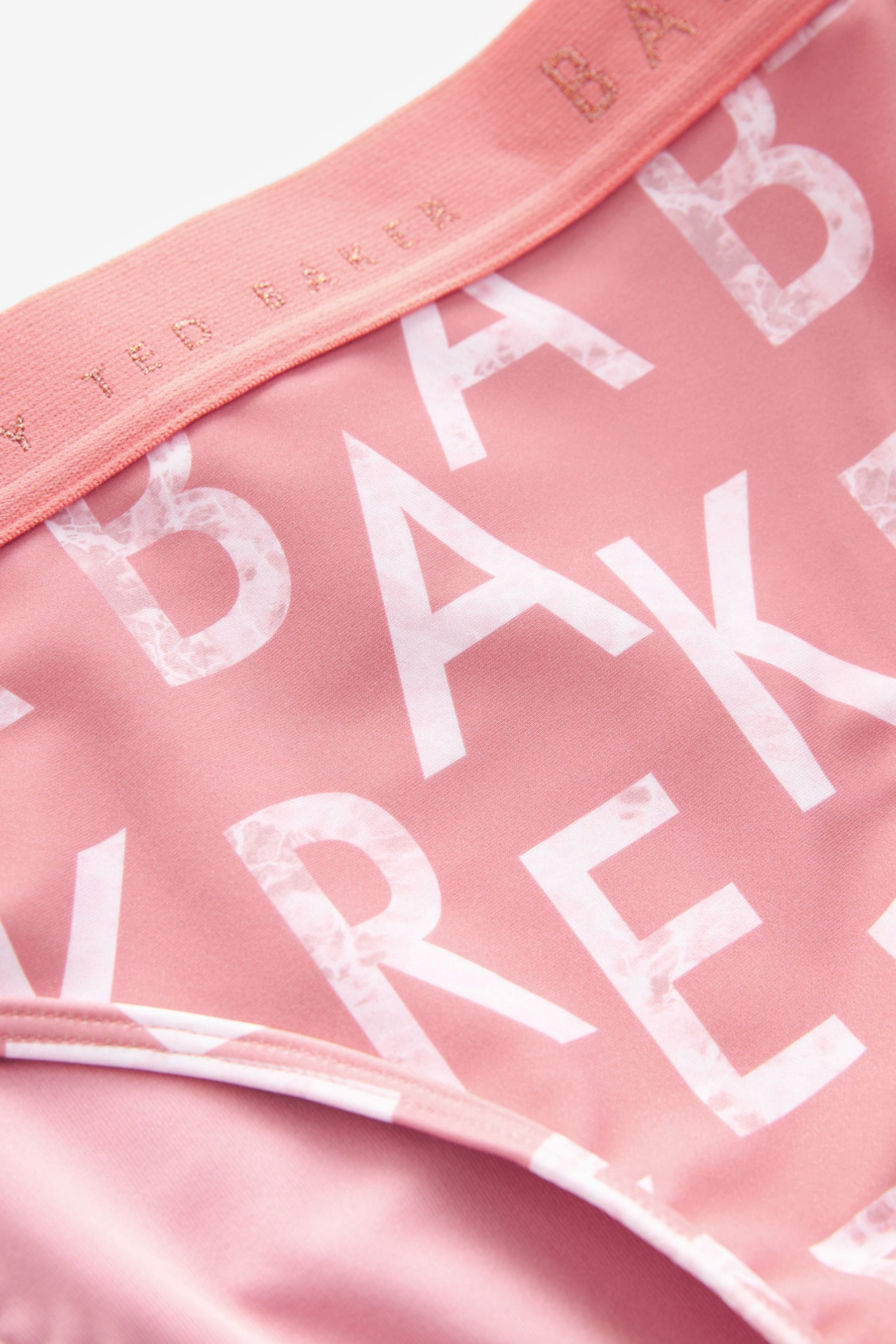 Coral Pink Baker by Ted Baker Frilled Logo Bikini