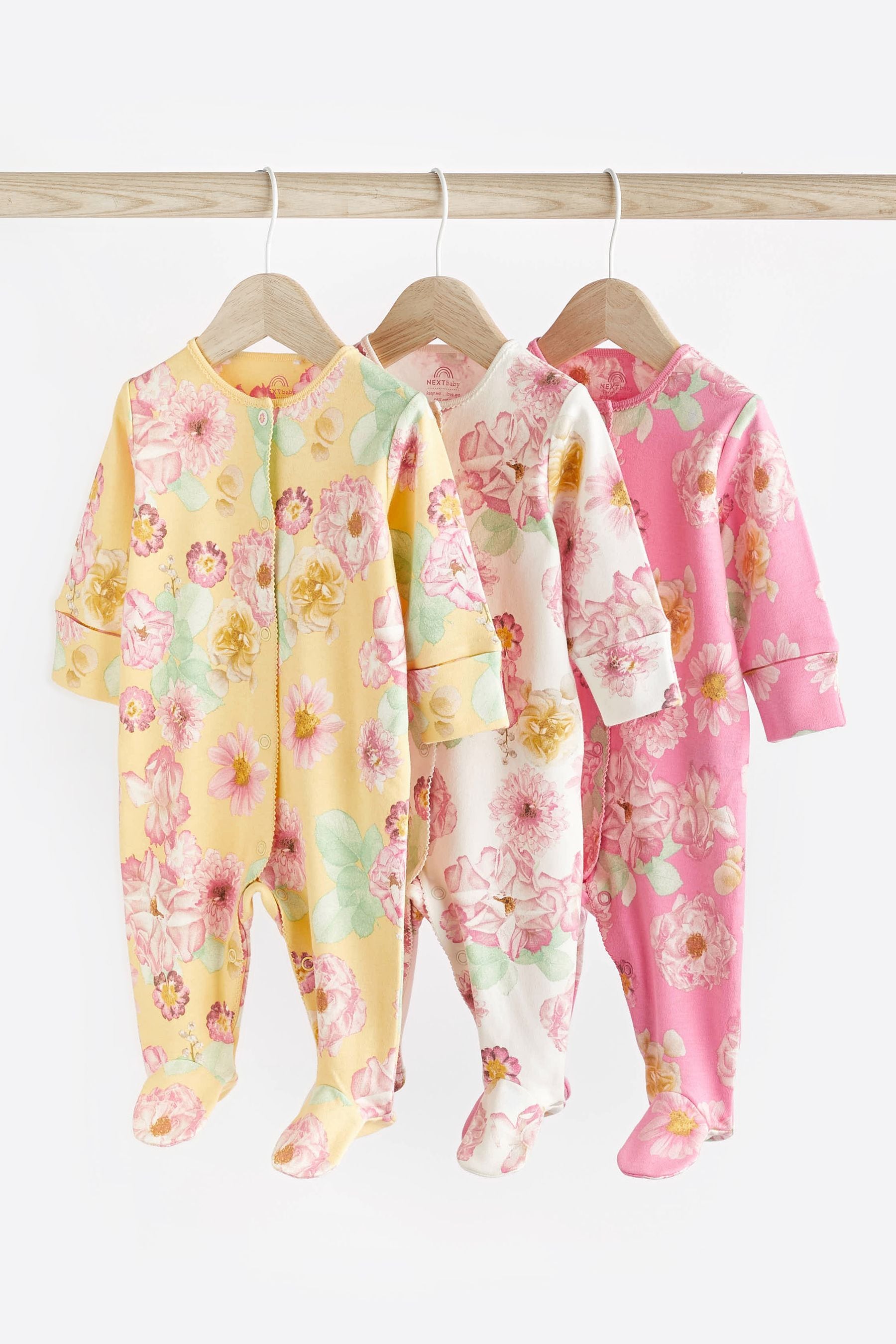 Floral Baby Floral Sleepsuits 3 Pack