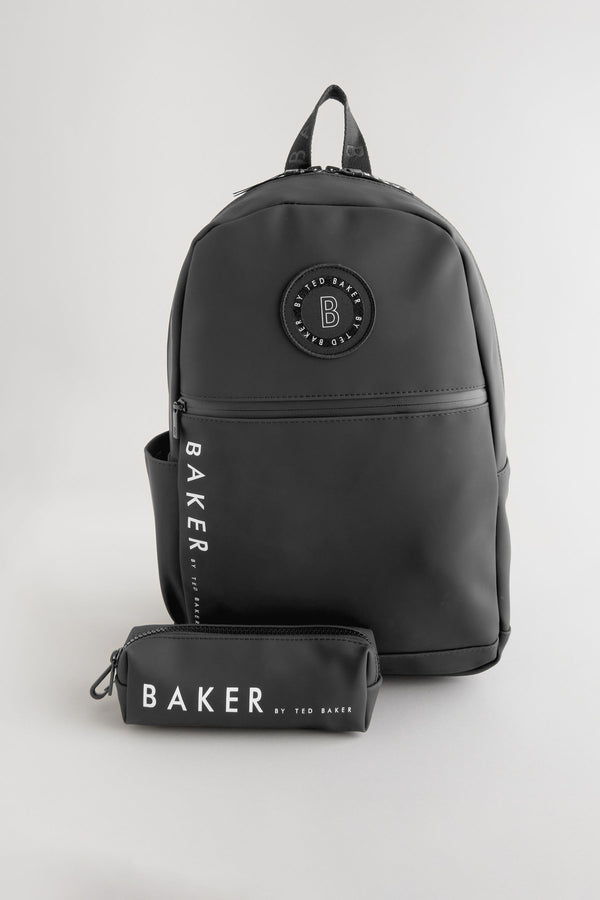 Baker by Ted Baker Boys Back to School Black Backpack with Pencil Case