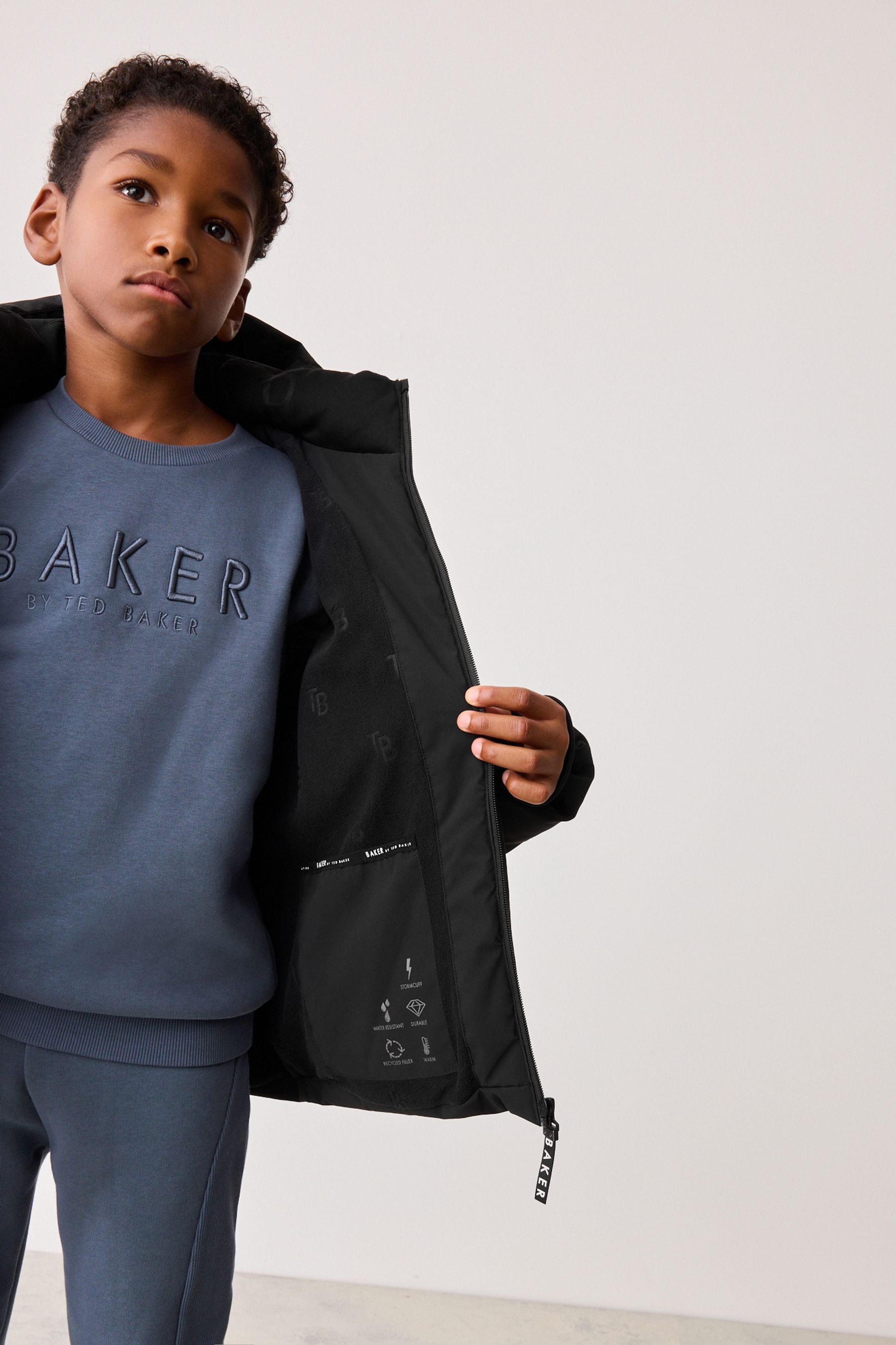 Baker by Ted Baker Shower Resistant Black Coat