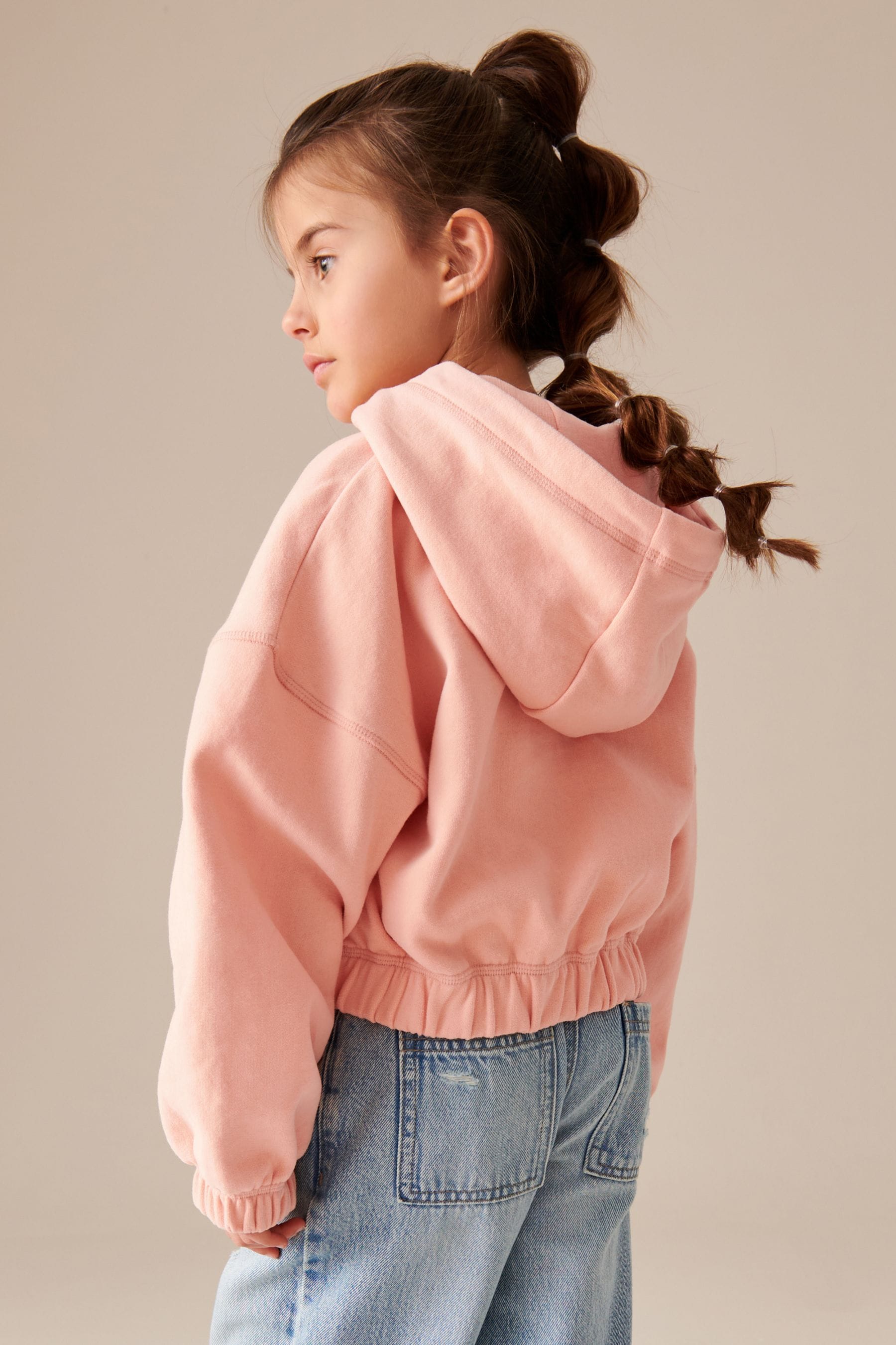 Peach Pink Cropped Hoodie (3-16yrs)