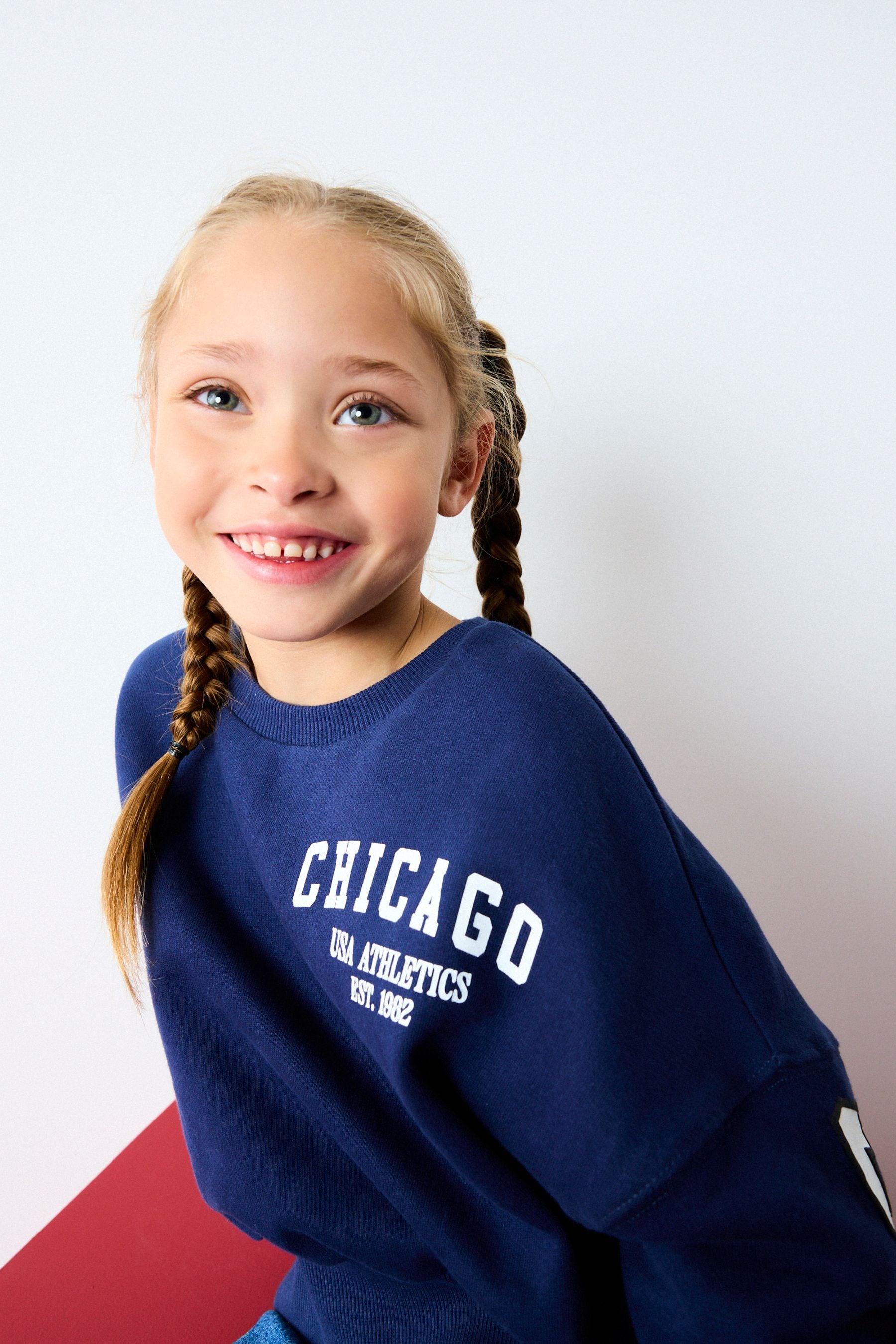 Navy Slogan Sweatshirt (3-16yrs)