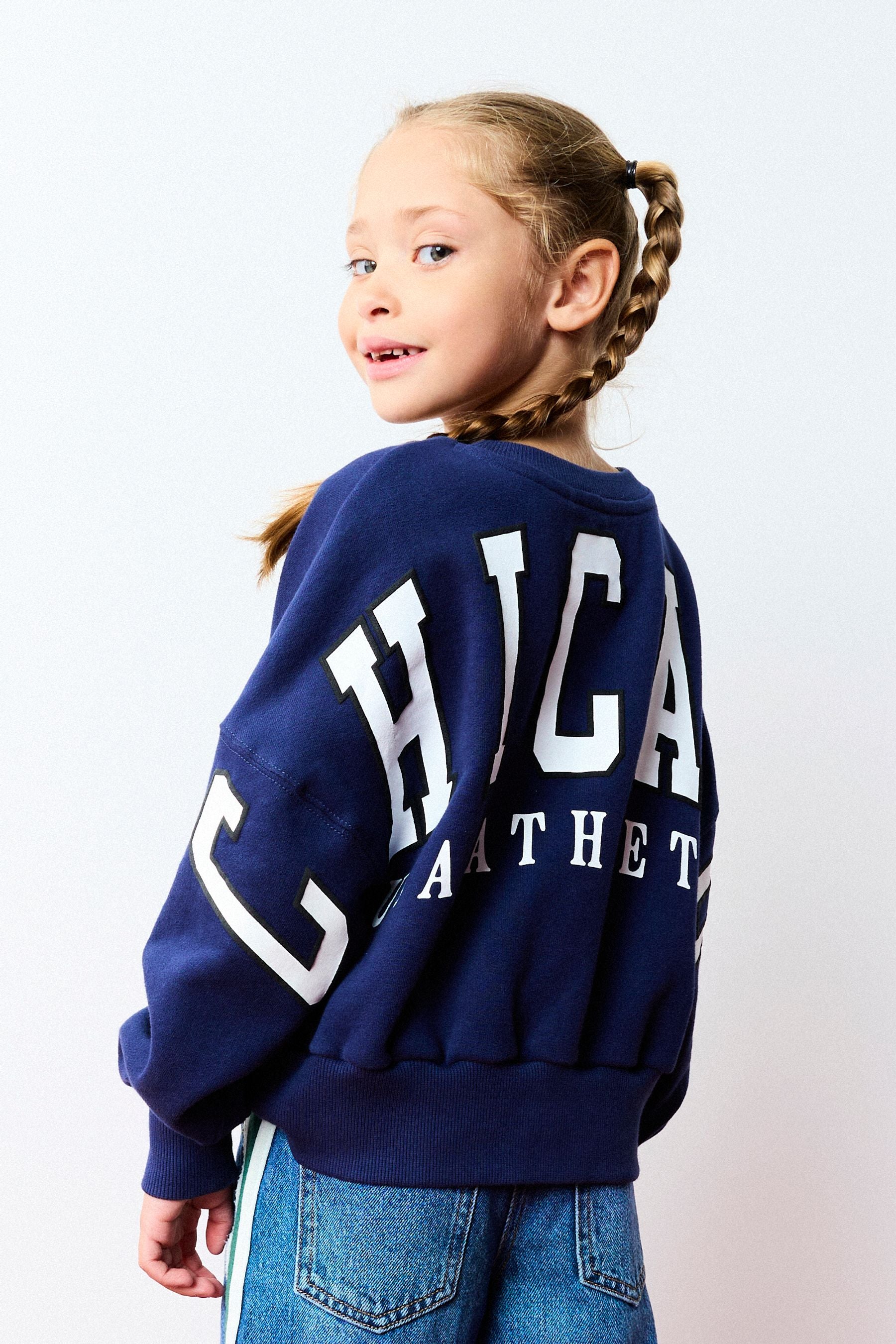 Navy Slogan Sweatshirt (3-16yrs)