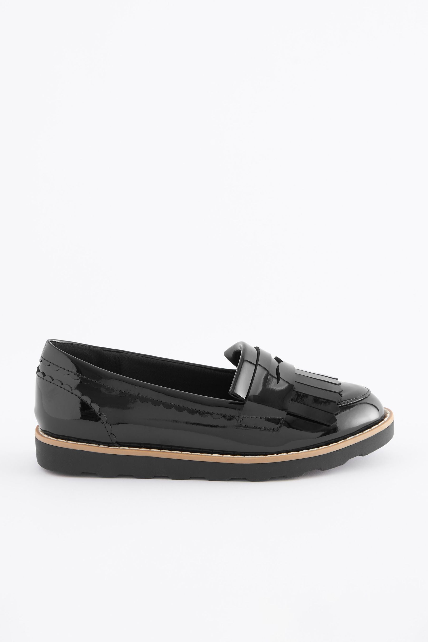 Black Patent Narrow Fit (E) School Tassel Loafers