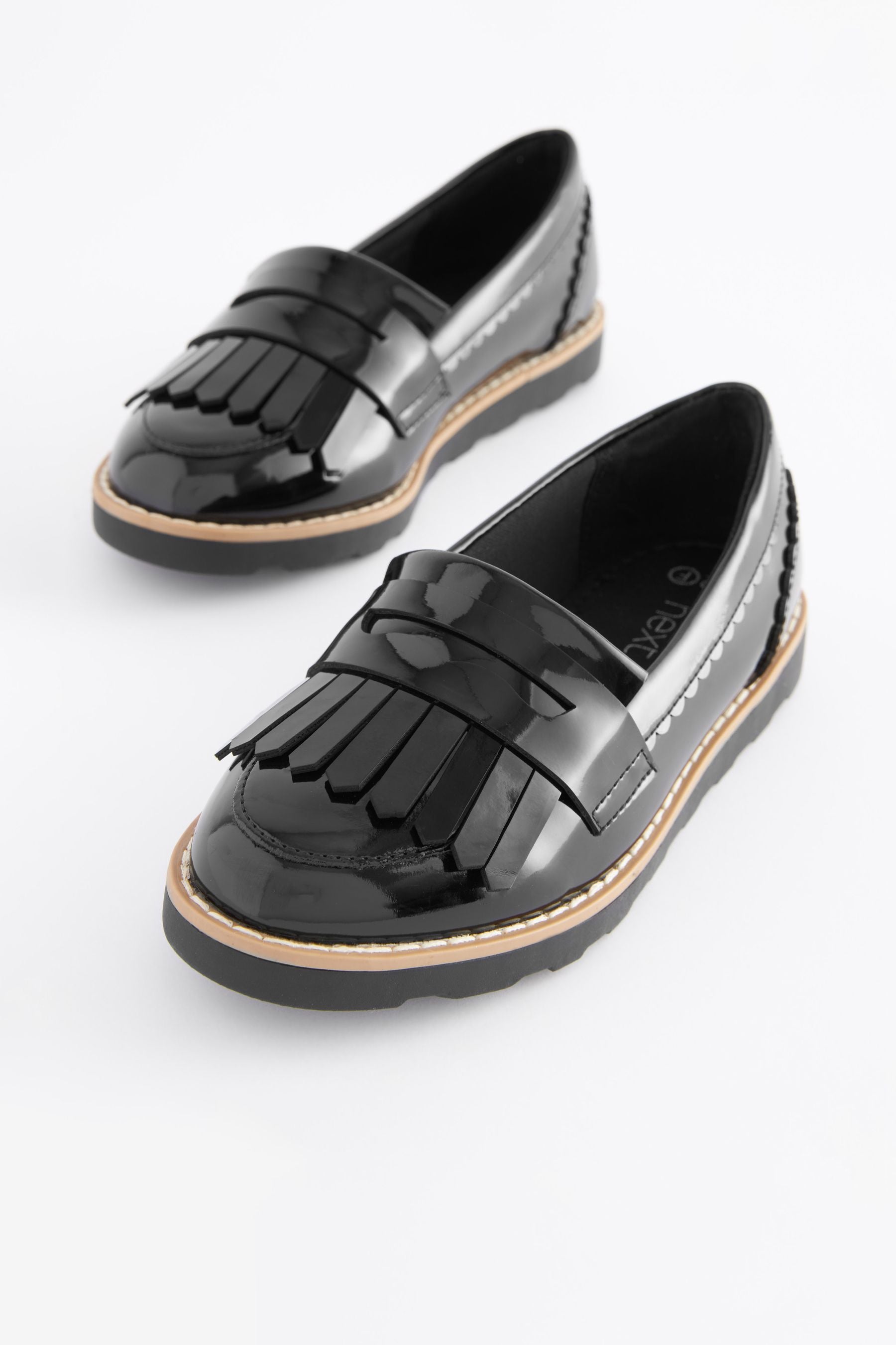 Black Patent Narrow Fit (E) School Tassel Loafers