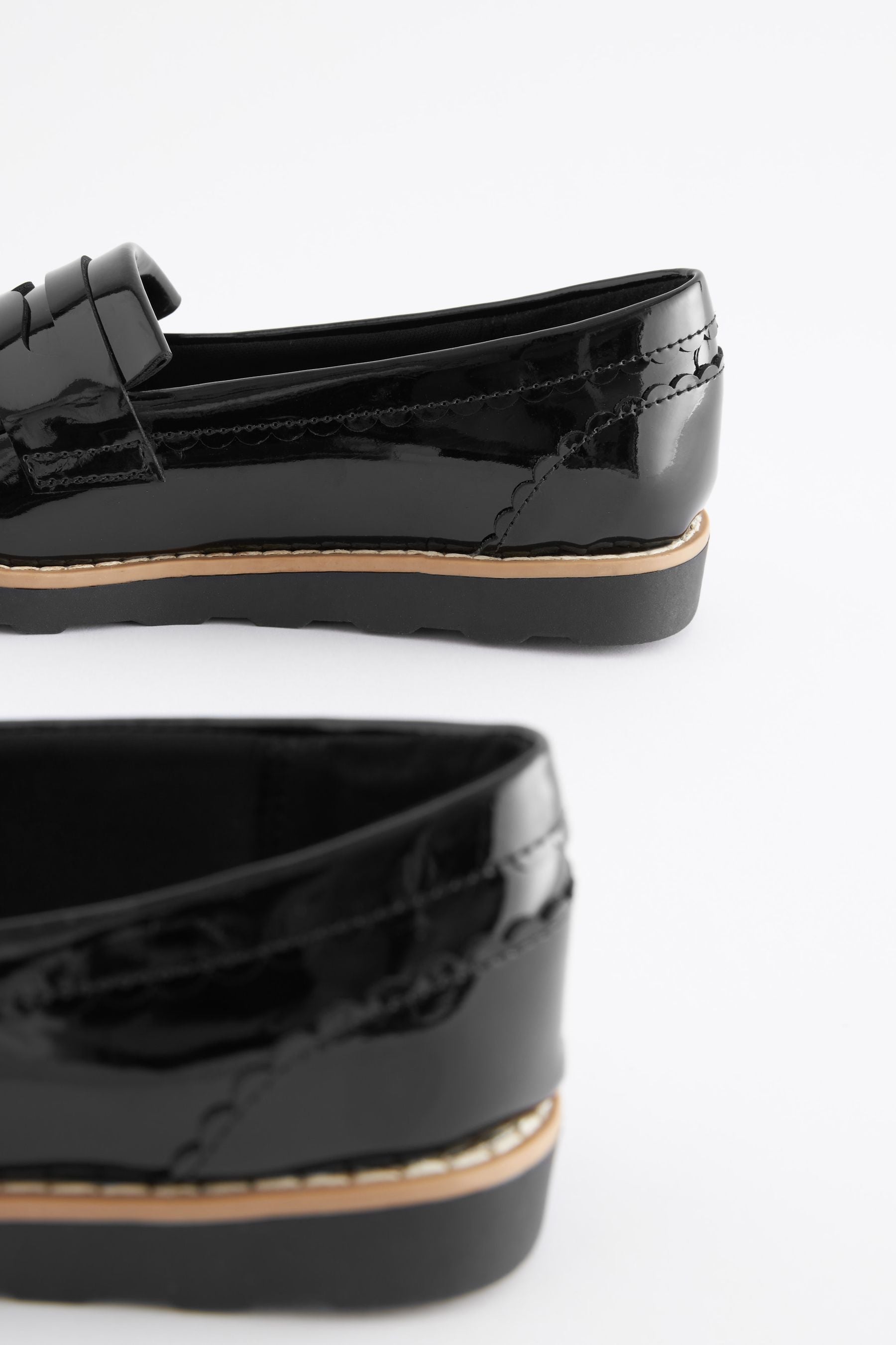 Black Patent Narrow Fit (E) School Tassel Loafers