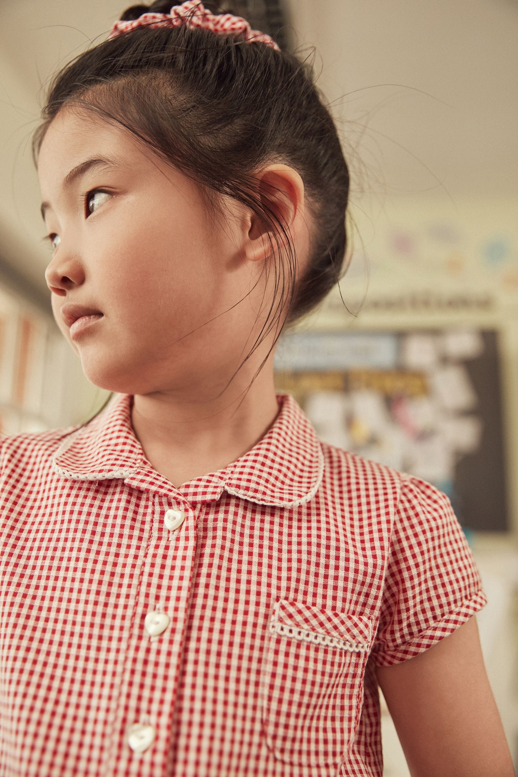 Red Gingham 100% Cotton Rich Belted School Dress With Scrunchie (3-14yrs)