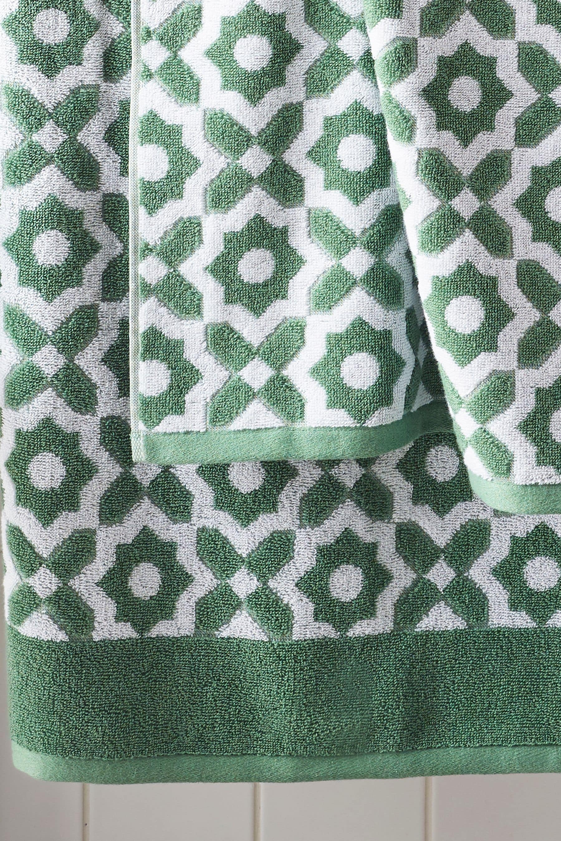 Green Tile Geo Towel 100% Cotton