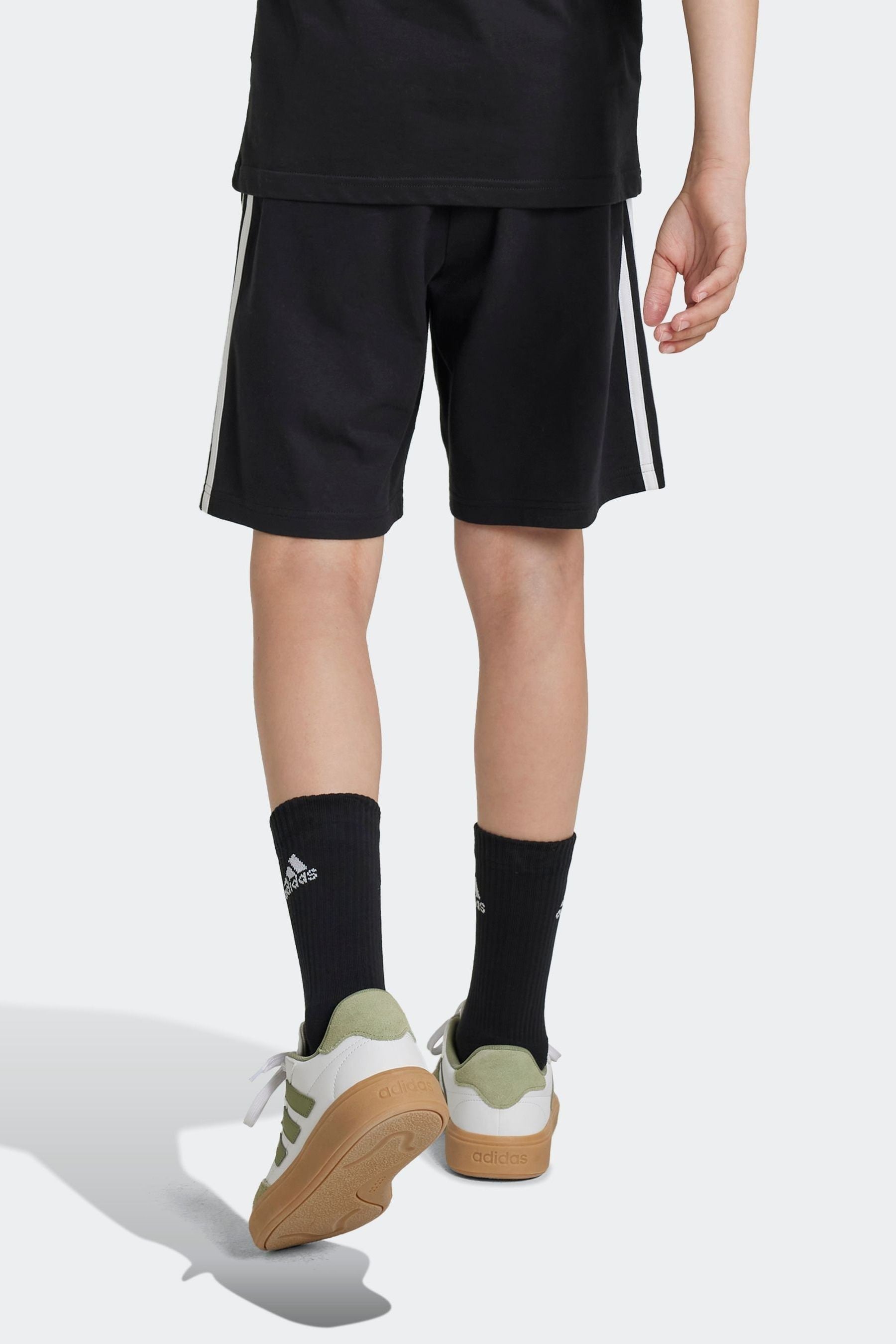 adidas Black Kids 100% Cotton Colorblock Shorts