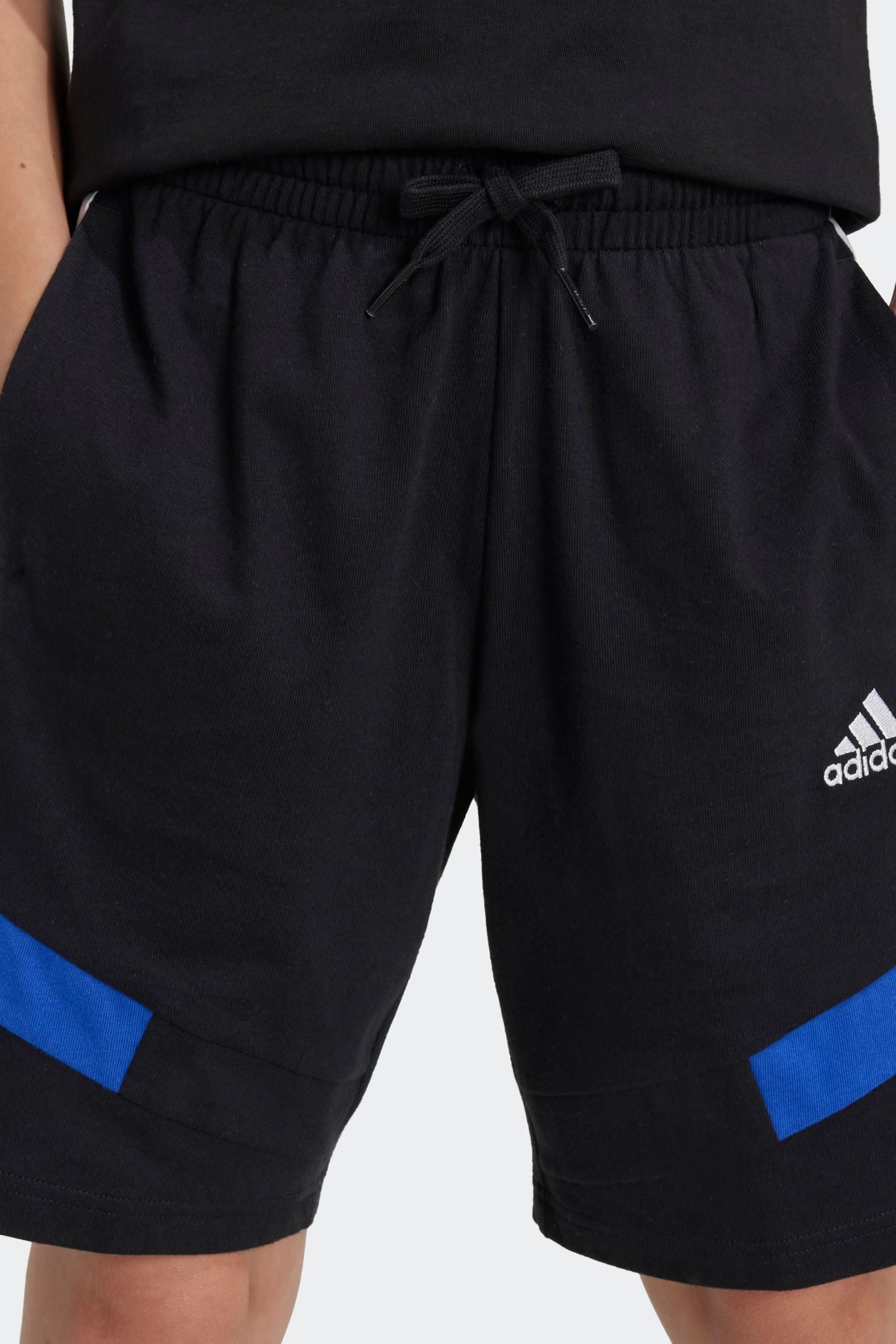 adidas Black Kids 100% Cotton Colorblock Shorts