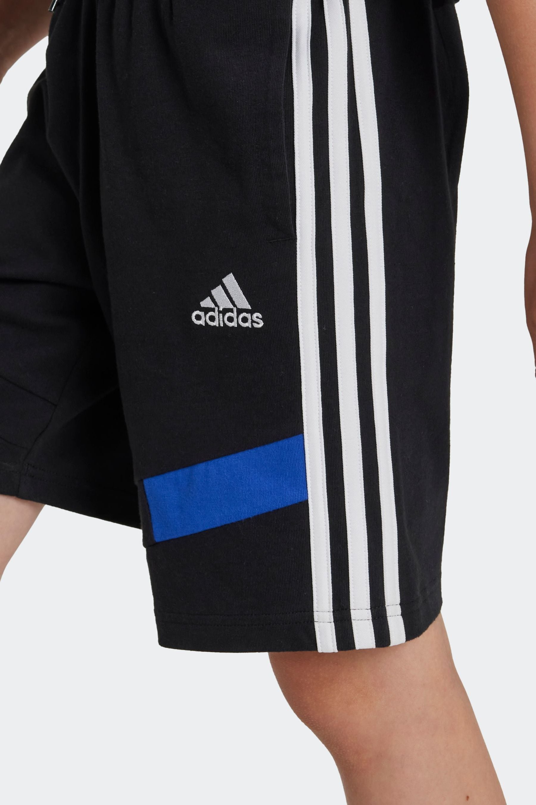 adidas Black Kids 100% Cotton Colorblock Shorts