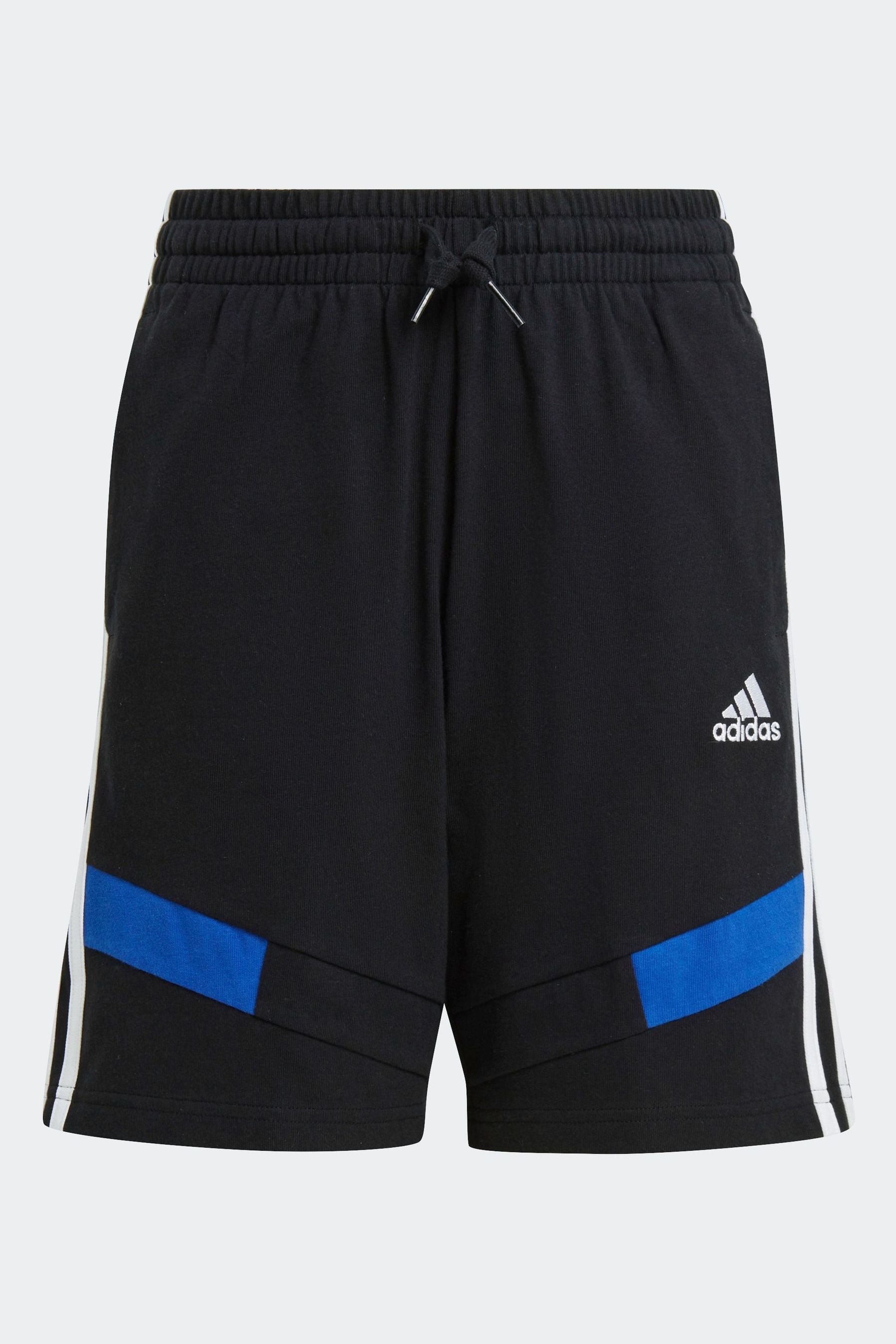 adidas Black Kids 100% Cotton Colorblock Shorts