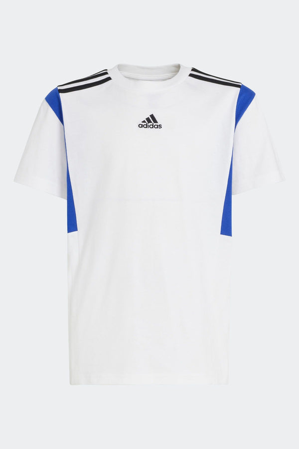 adidas White Kids Colorblock 100% Cotton T-Shirt