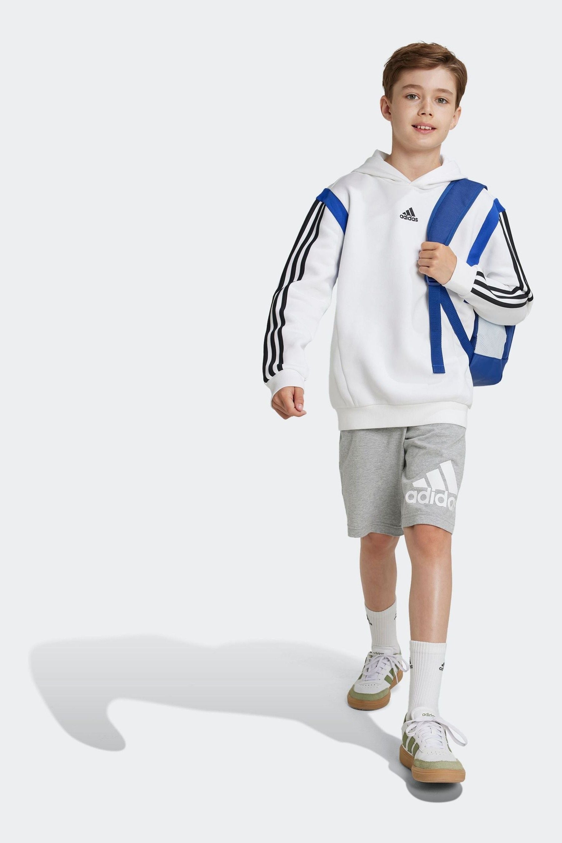 adidas White Kids Colorblock Hoodie