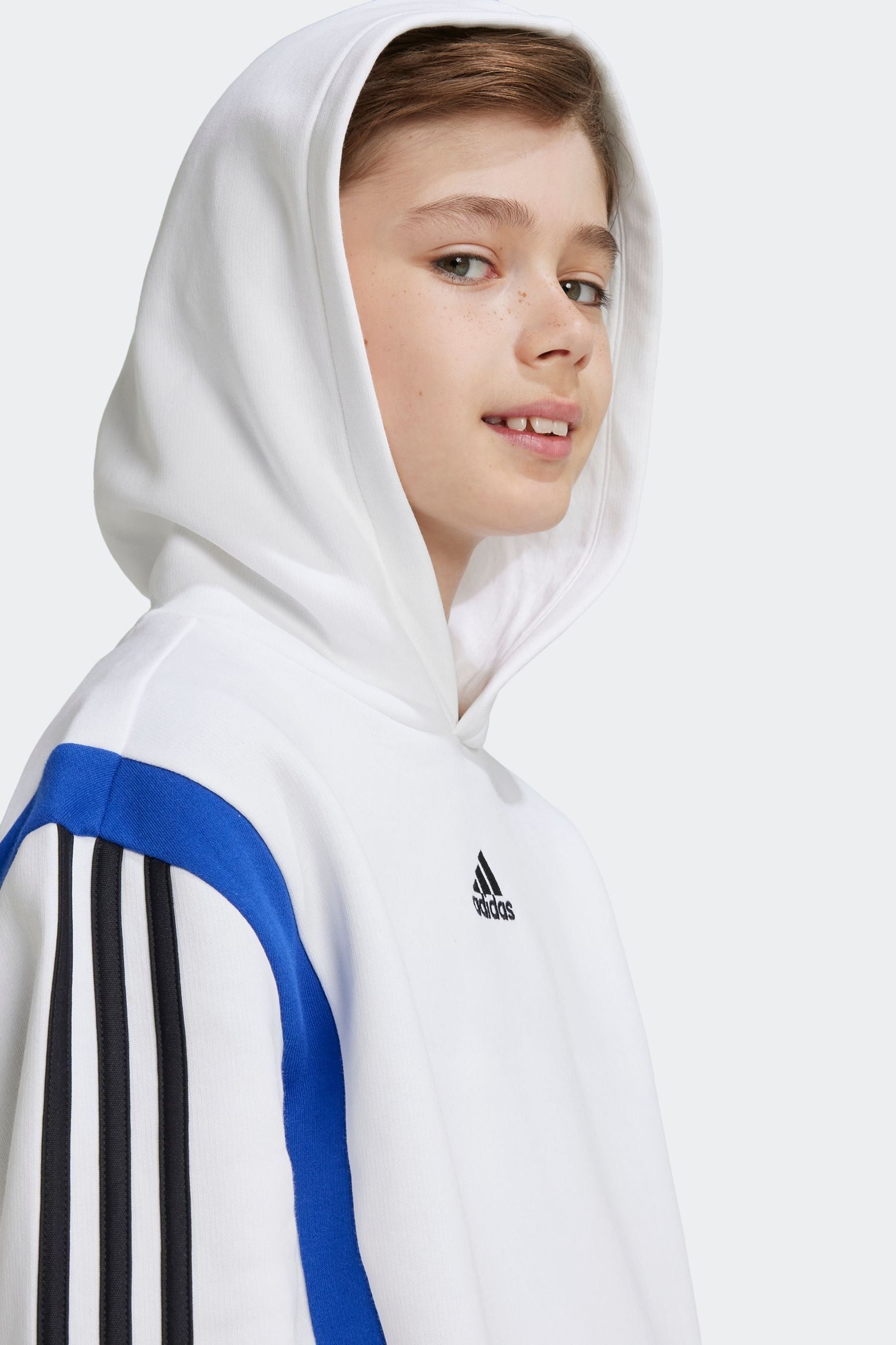 adidas White Kids Colorblock Hoodie