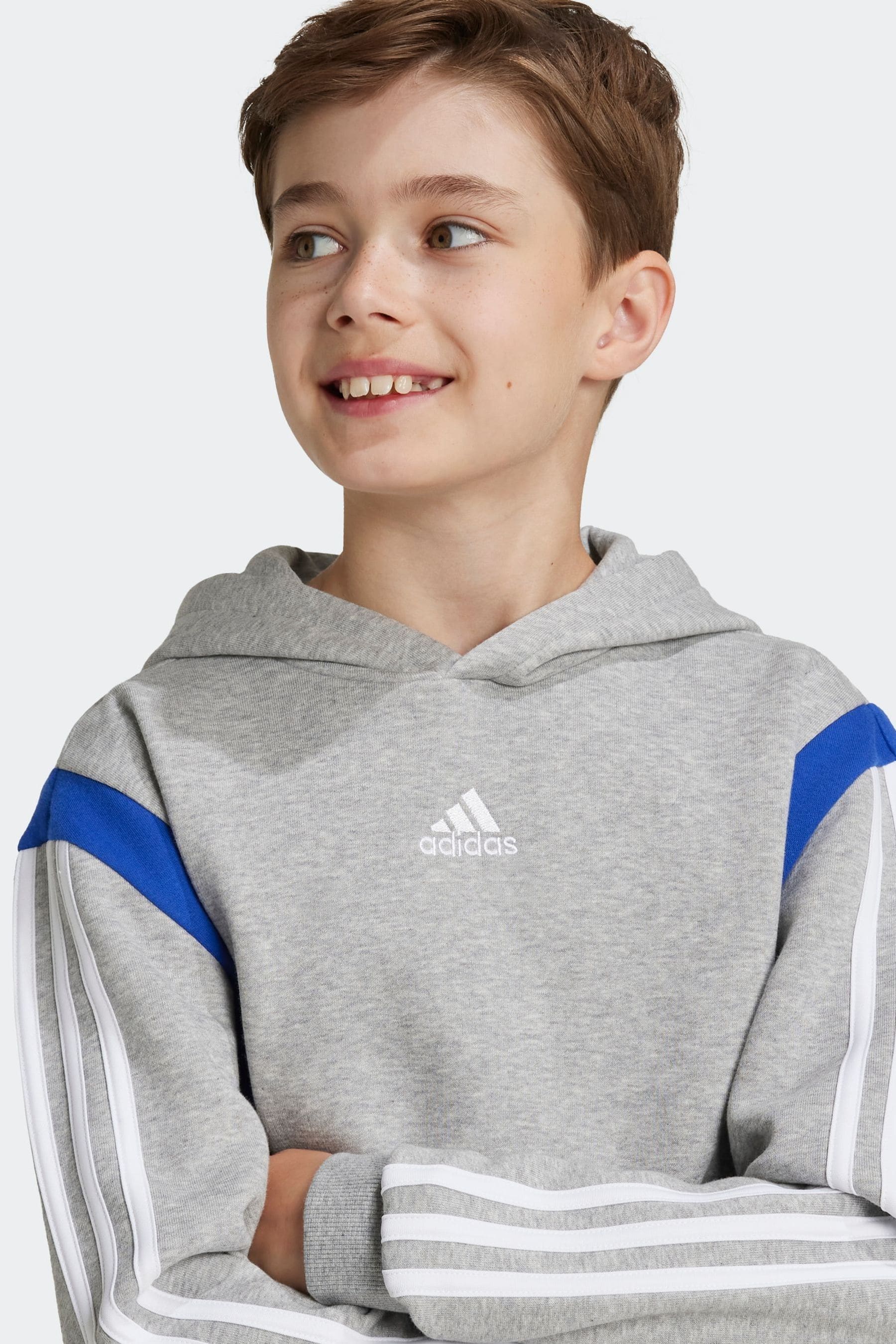 adidas Grey Kids Colorblock Hoodie