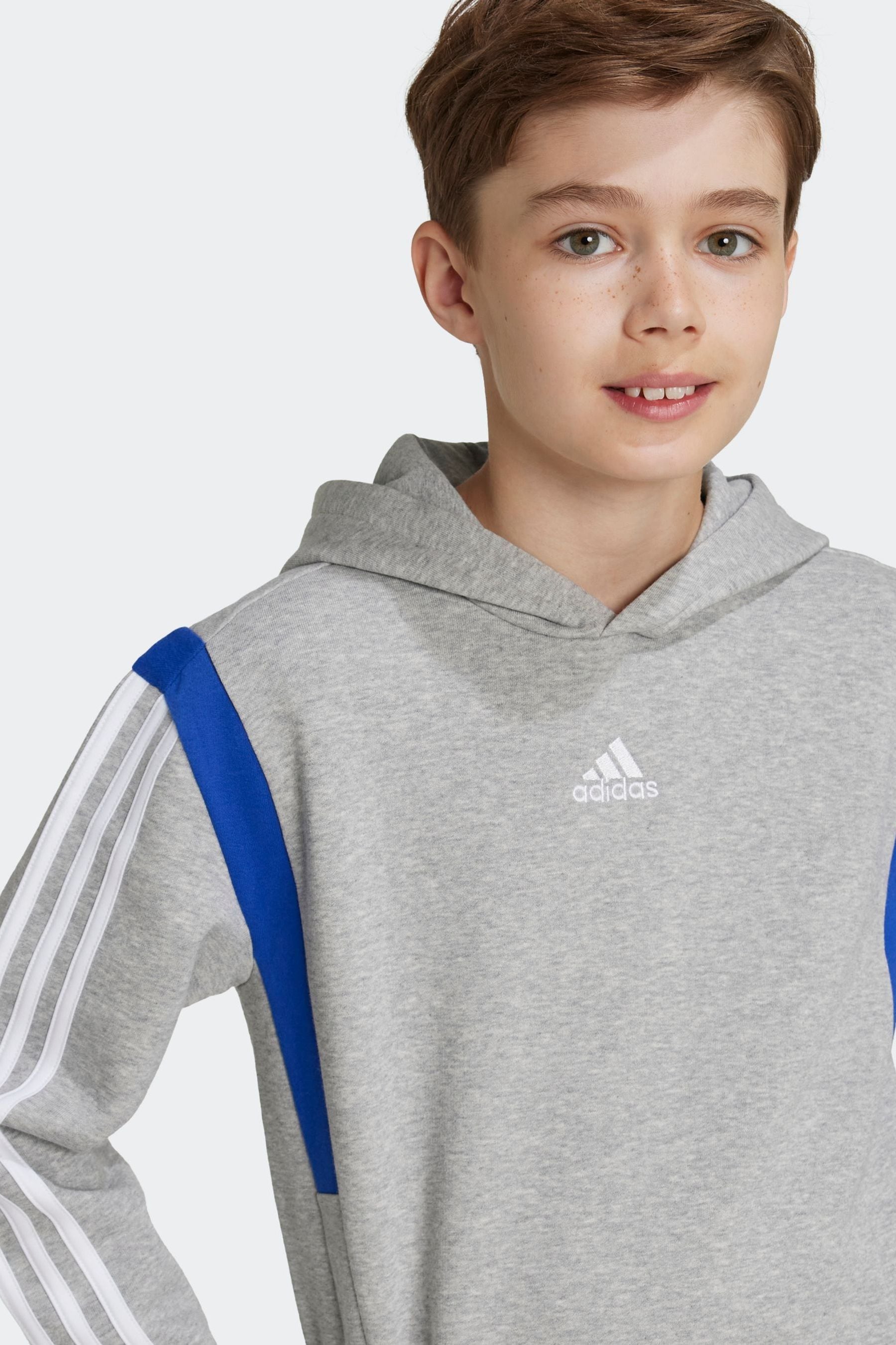 adidas Grey Kids Colorblock Hoodie