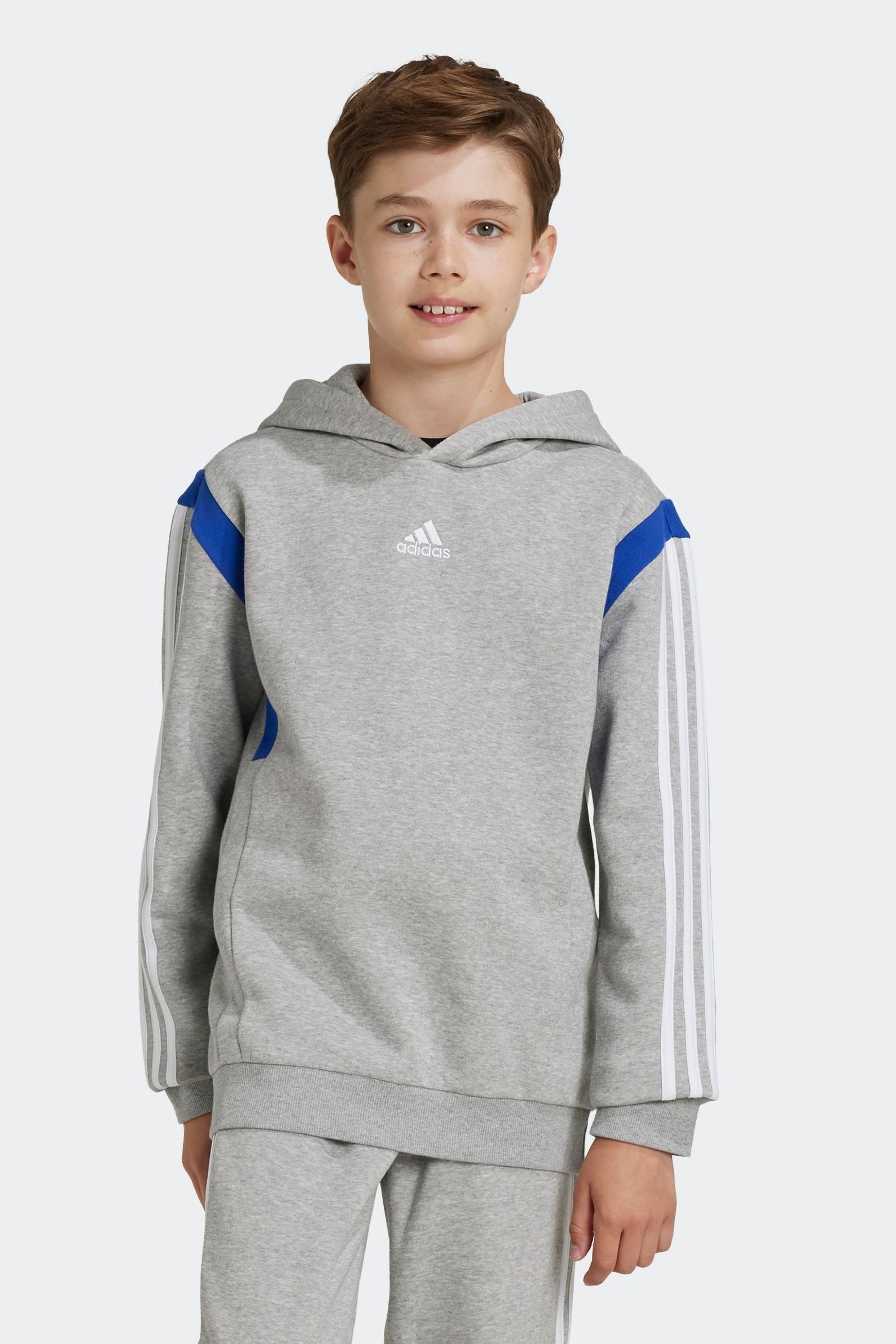 adidas Grey Kids Colorblock Hoodie