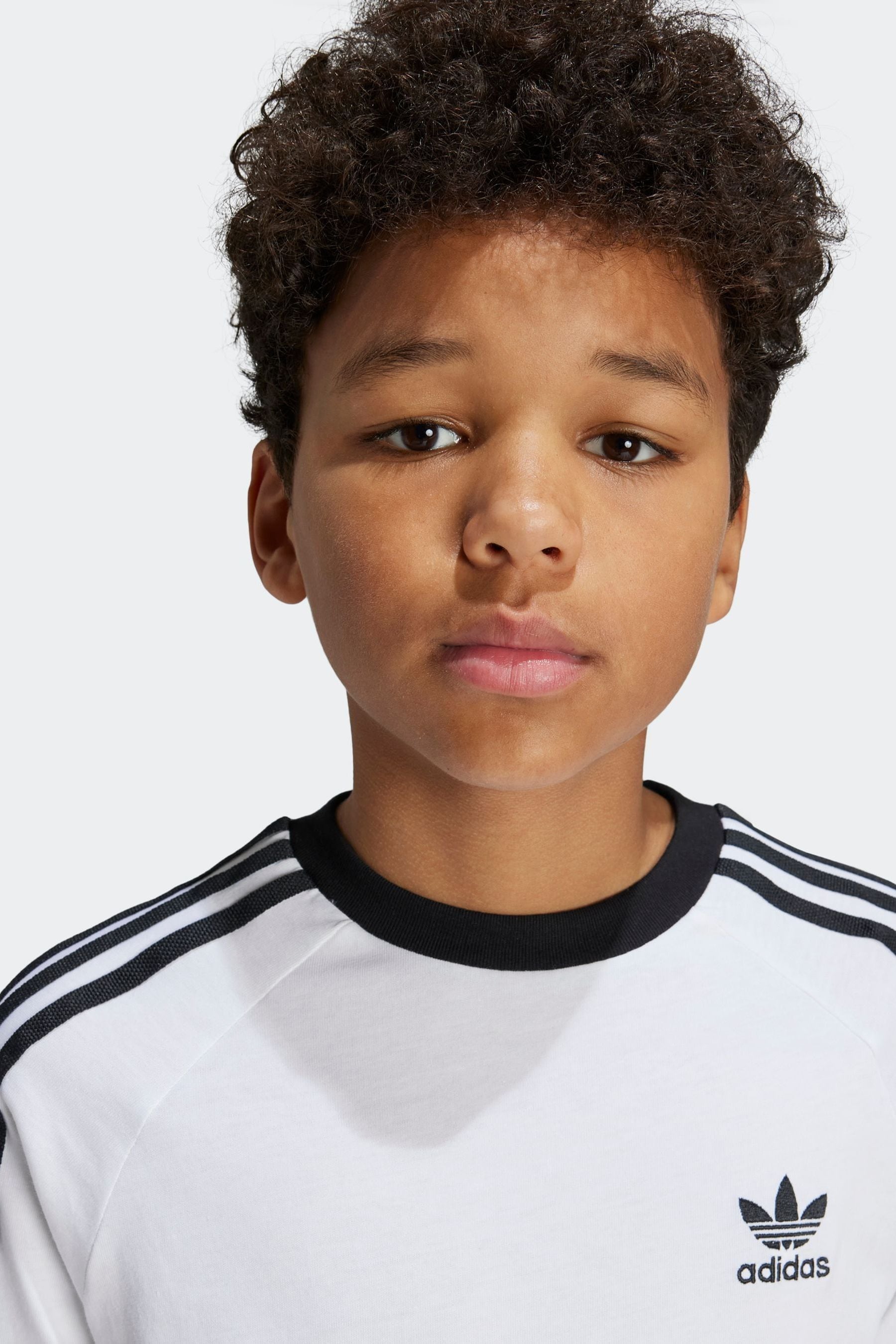 adidas originals White Kids Originals 3-Stripes 100% Cotton T-Shirt