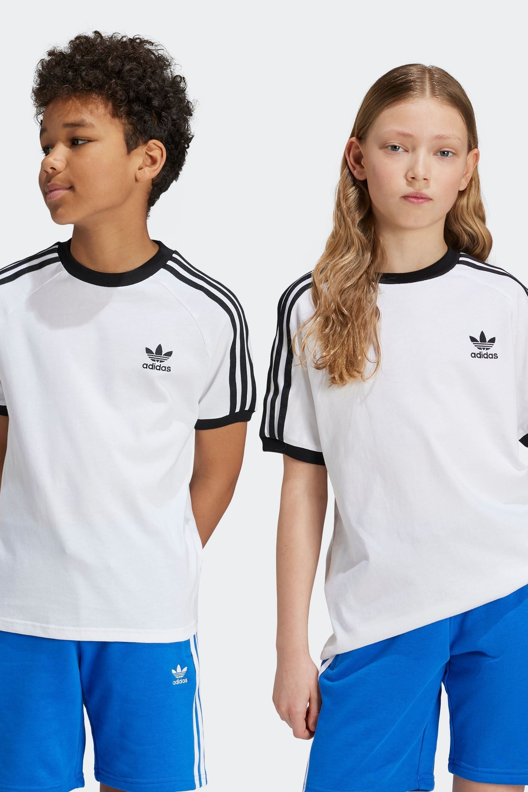 adidas originals White Kids Originals 3-Stripes 100% Cotton T-Shirt