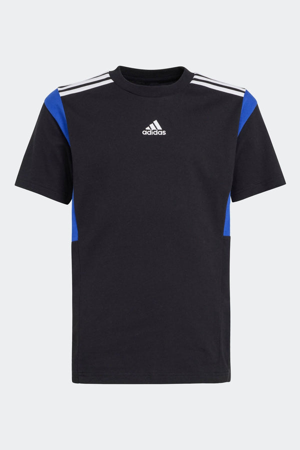 adidas Black Kids Colorblock 100% Cotton T-Shirt