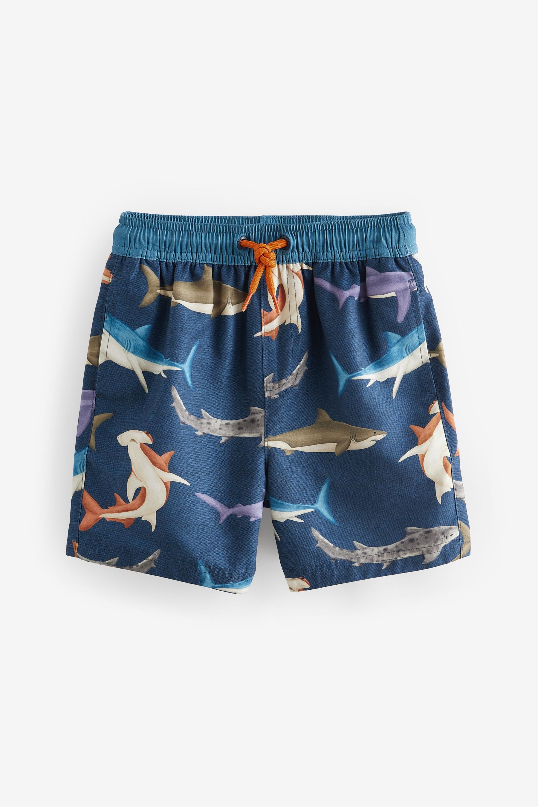 Navy Large Shark Printed Swim Shorts (3mths-16yrs)