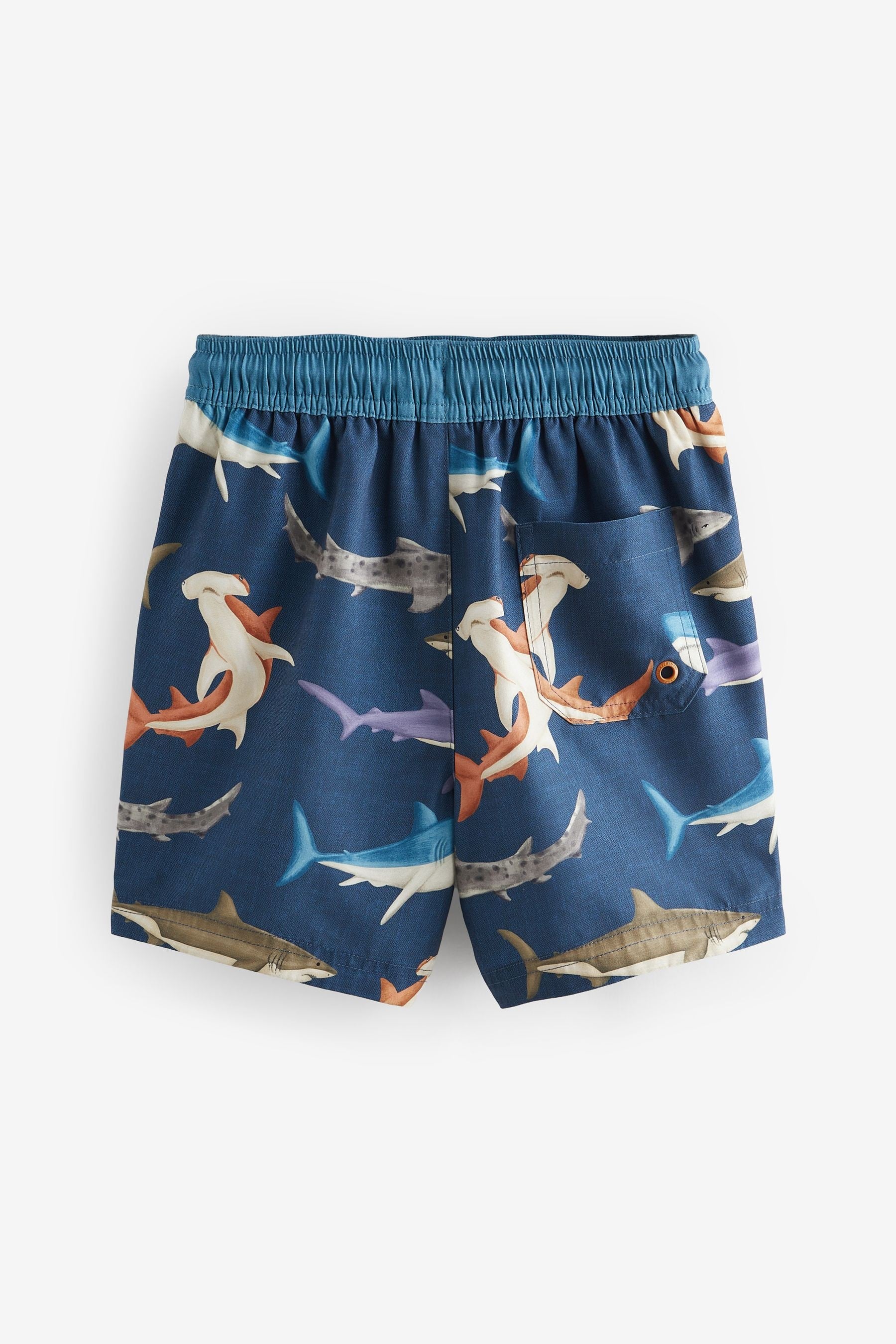 Navy Large Shark Printed Swim Shorts (3mths-16yrs)