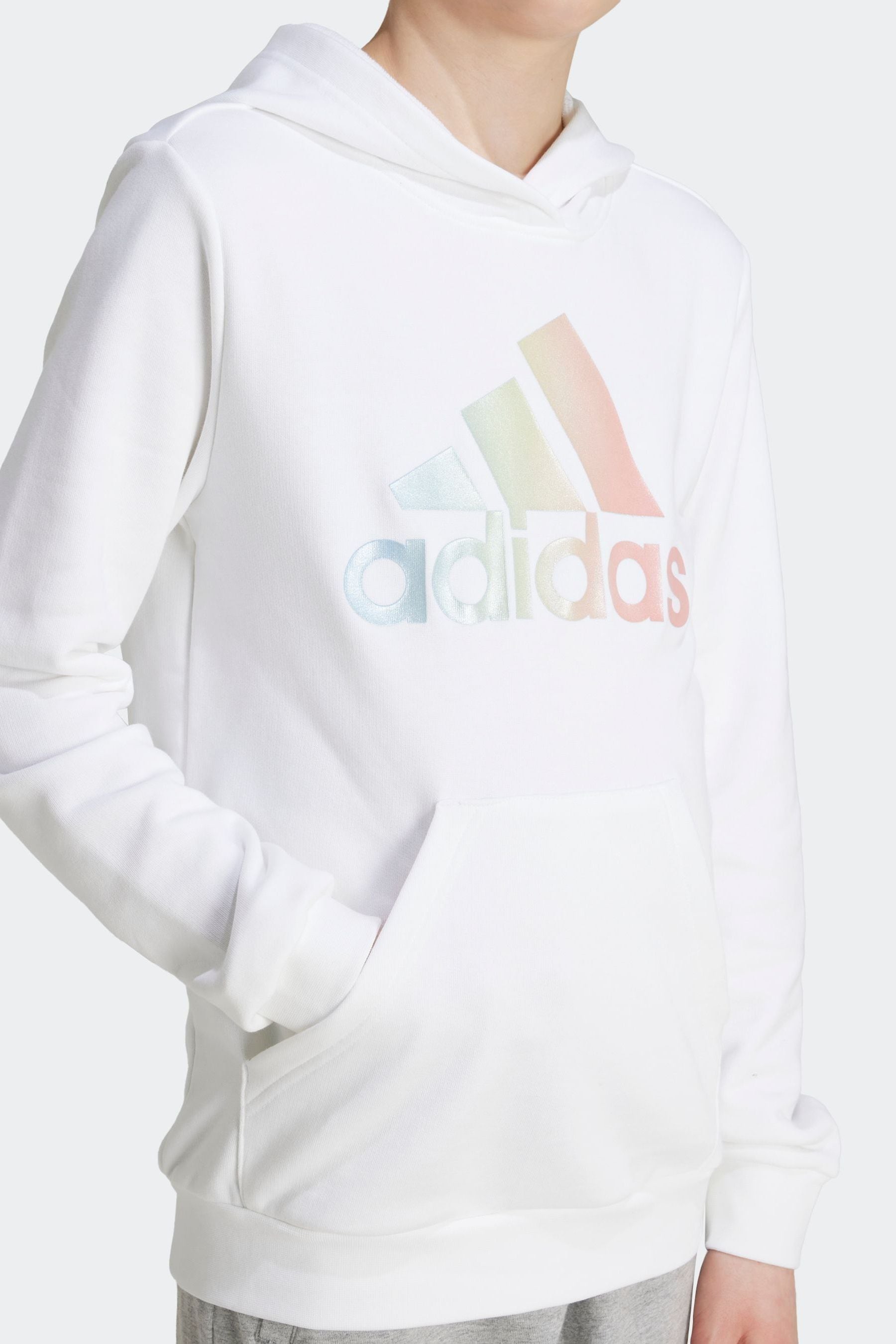 adidas White Kids Metallic Print Hoodie