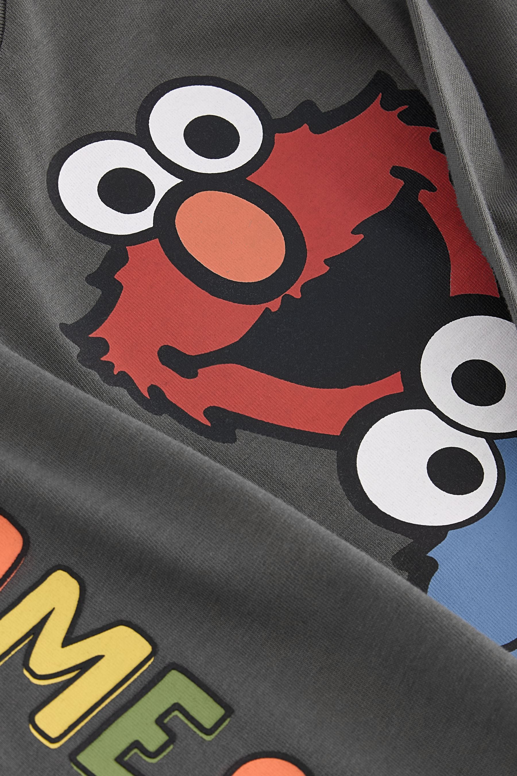 Charcoal Grey 100% Cotton Long Sleeve Sesame Street T-Shirt (3mths-8yrs)