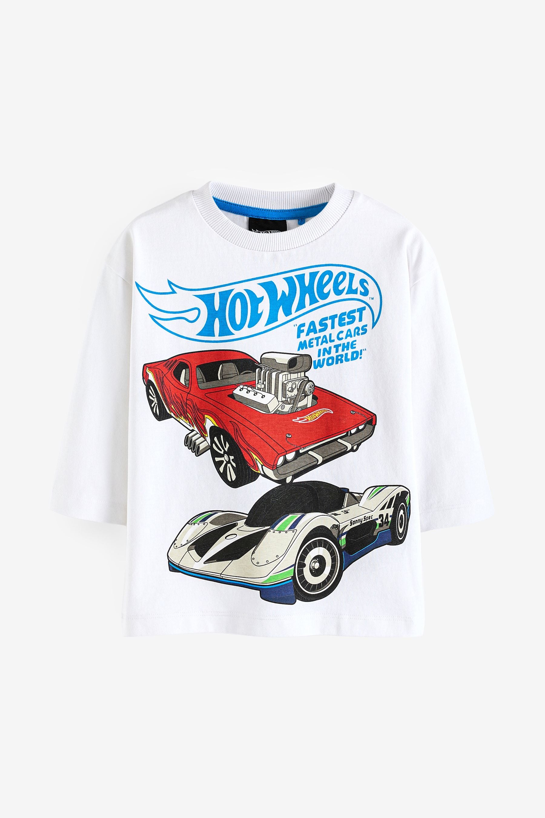 White Hot Wheels Long Sleeve 100% Cotton T-Shirt (9mths-8yrs)