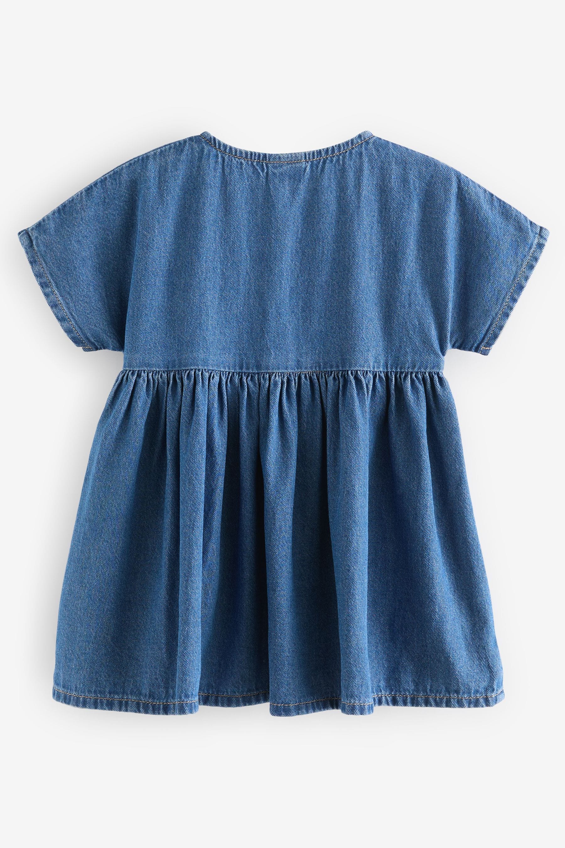 Blue Denim Embroidered Relaxed 100% Cotton Dress (3mths-8yrs)