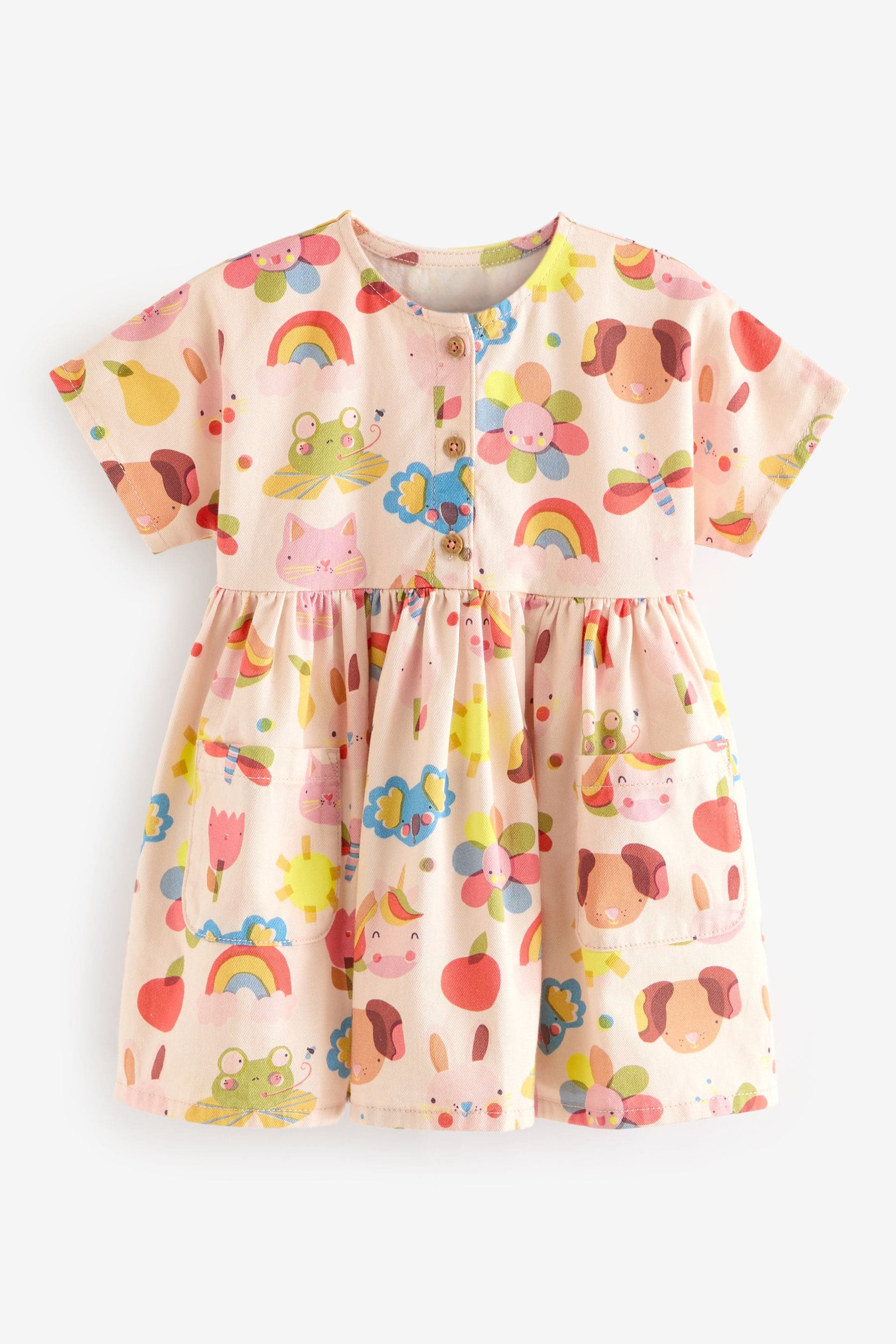 Pink Printed Relaxed 100% Cotton Dress (3mths-8yrs)