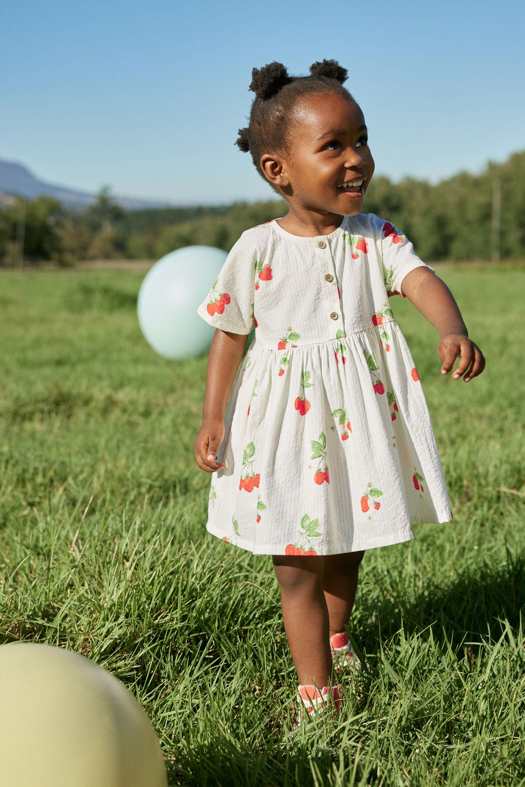 Strawberry Print Relaxed Cotton Dress (3mths-8yrs)