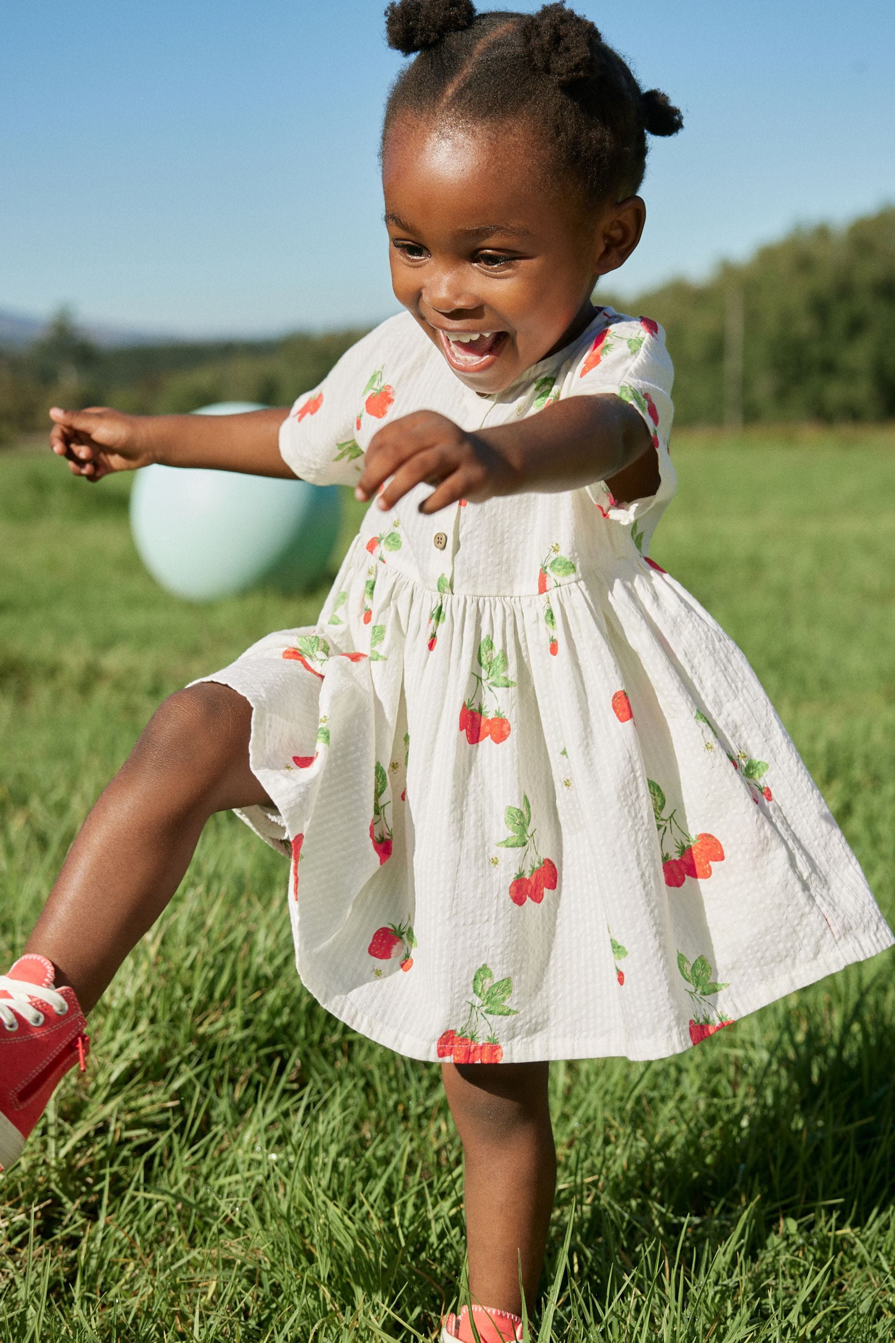 Strawberry Print Relaxed Cotton Dress (3mths-8yrs)