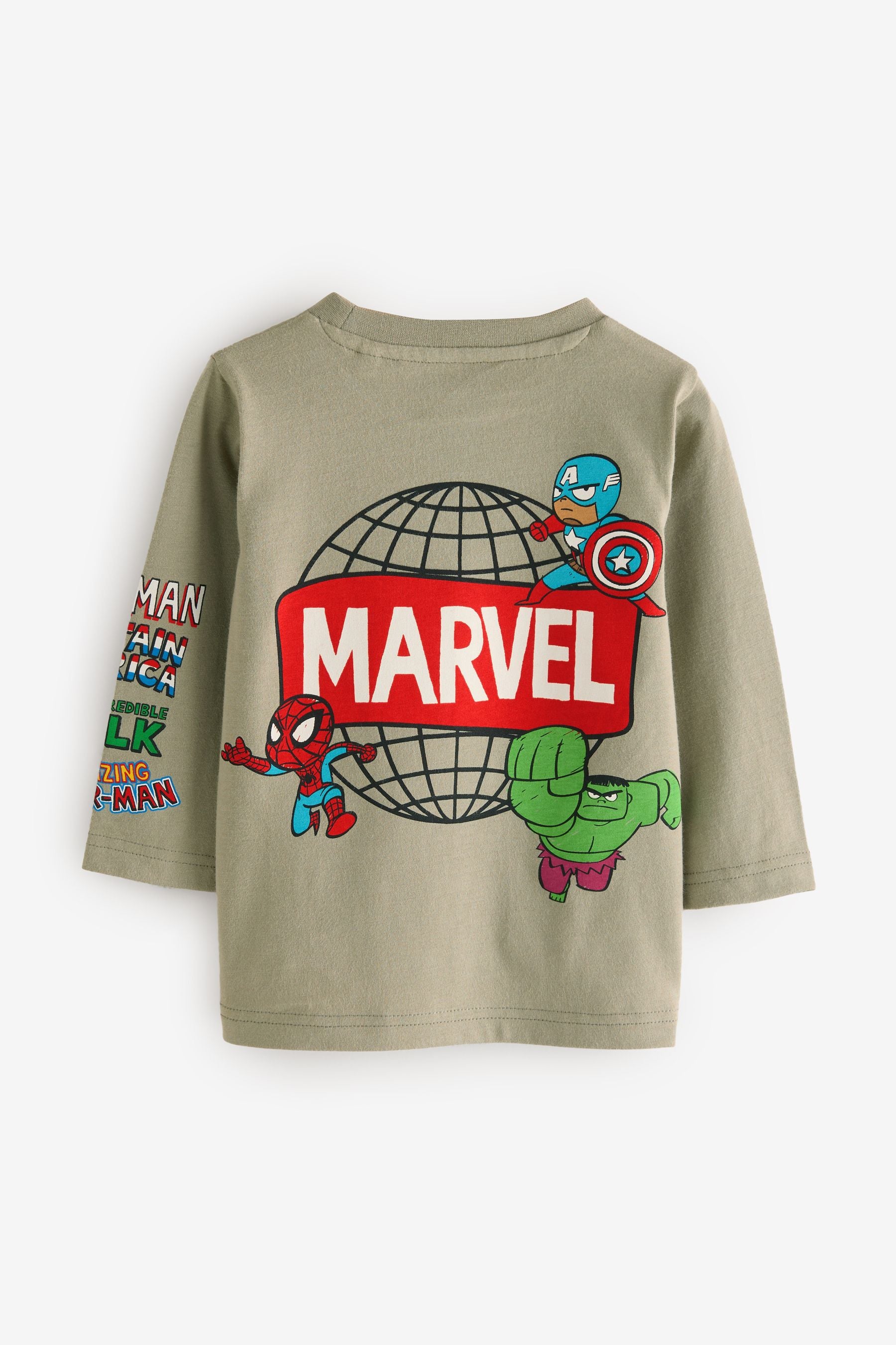 Khaki Green Marvel Long Sleeve T-Shirt (3mths-8yrs)