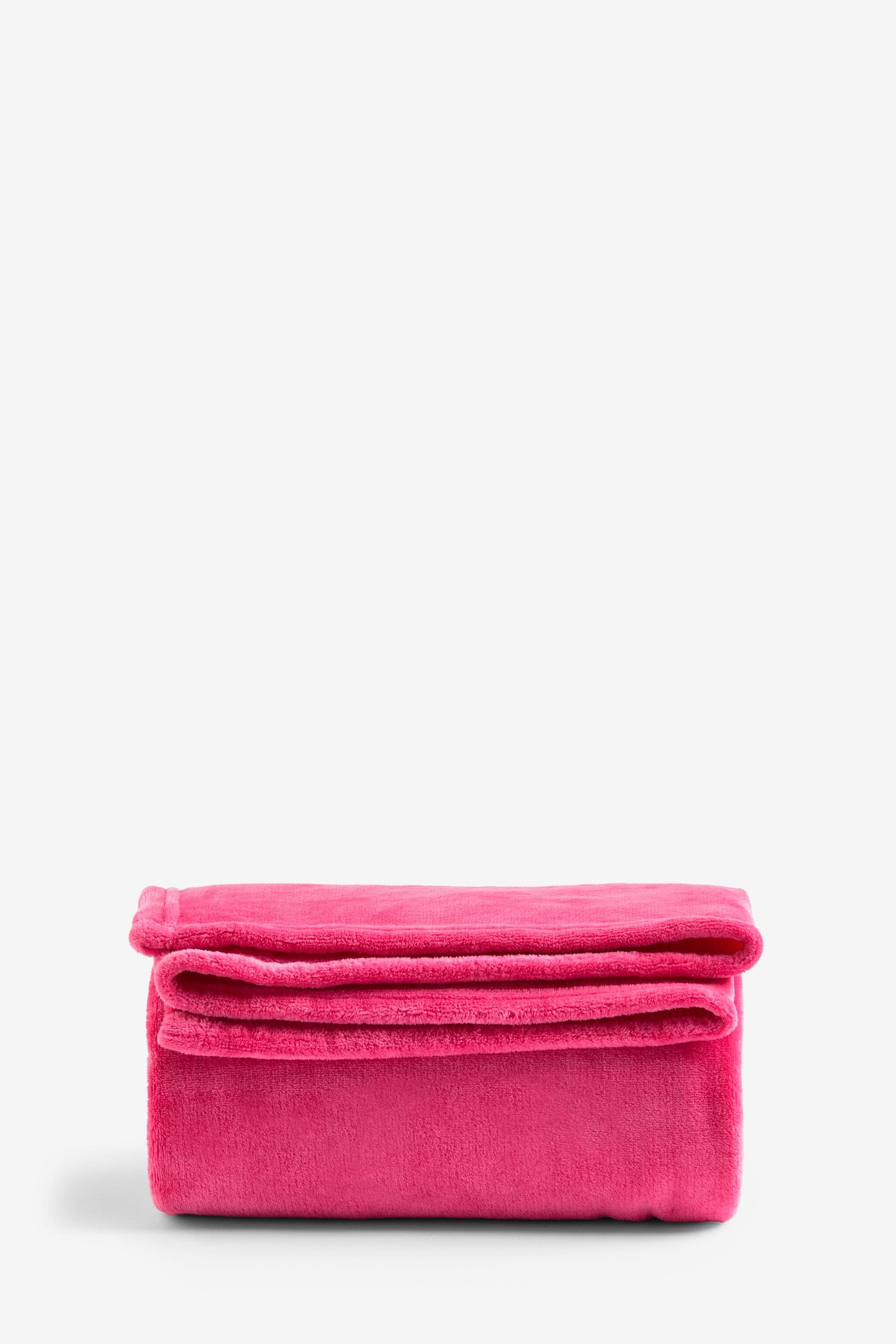 Fushsia Pink Plush Fleece Throw