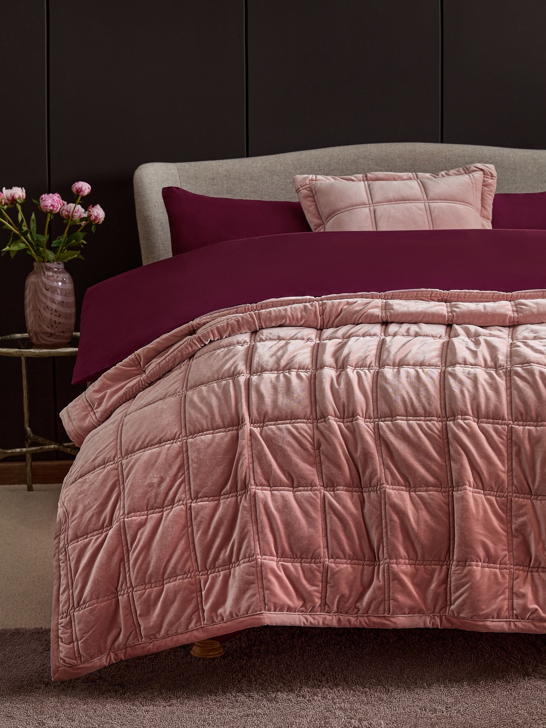 Pink Lustre Velvet Bedspread