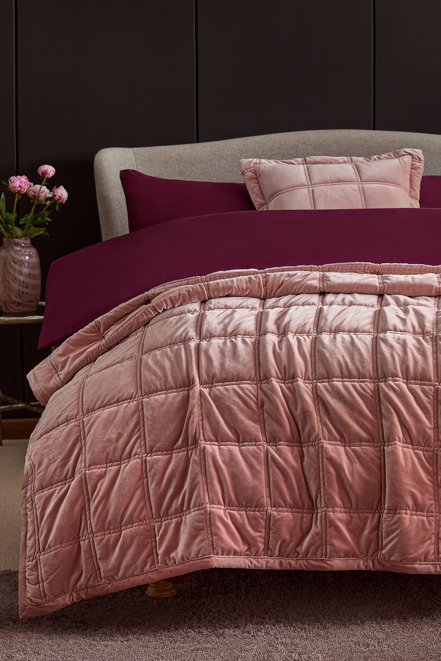 Pink Lustre Velvet Bedspread