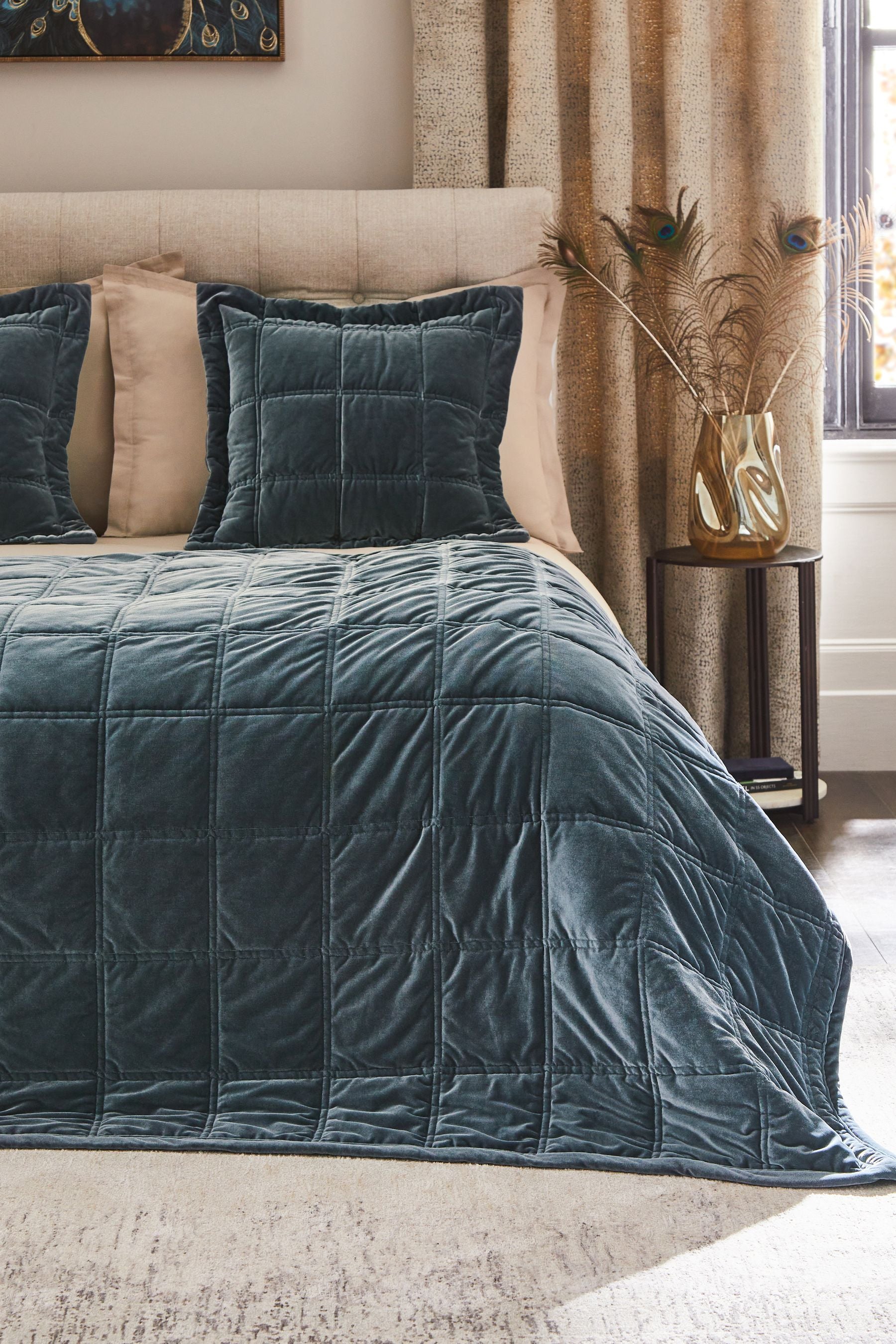 Blue Lustre Velvet Bedspread